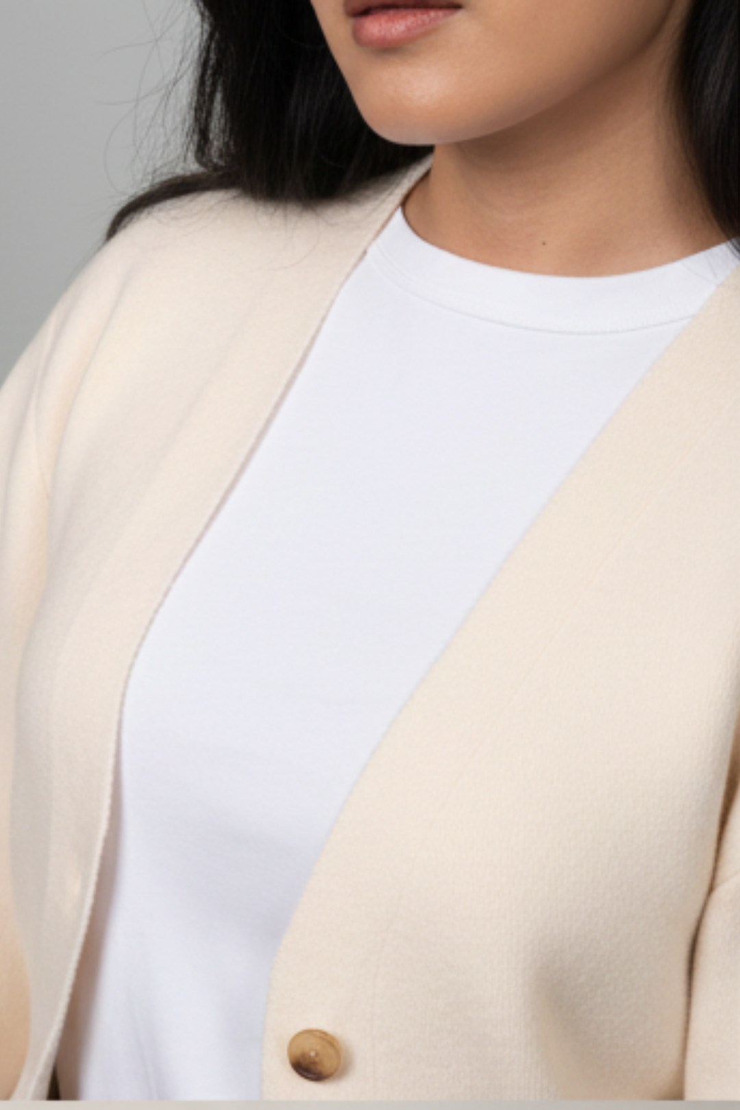 Soft Tailored Knit Cardigan – Cream