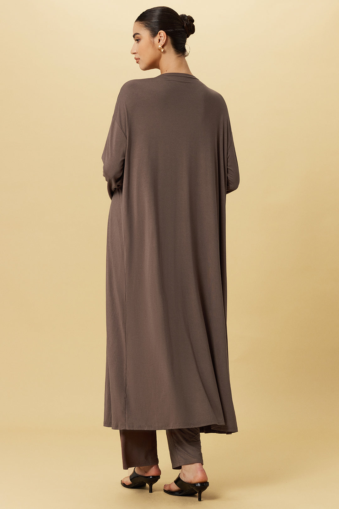 Basic Solid Cami Top And Long-Sleeve Cardigan And Trousers Set