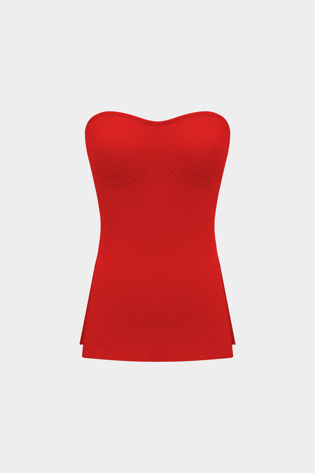 Basic Solid Breath Split Strapless Top and Shorts Set