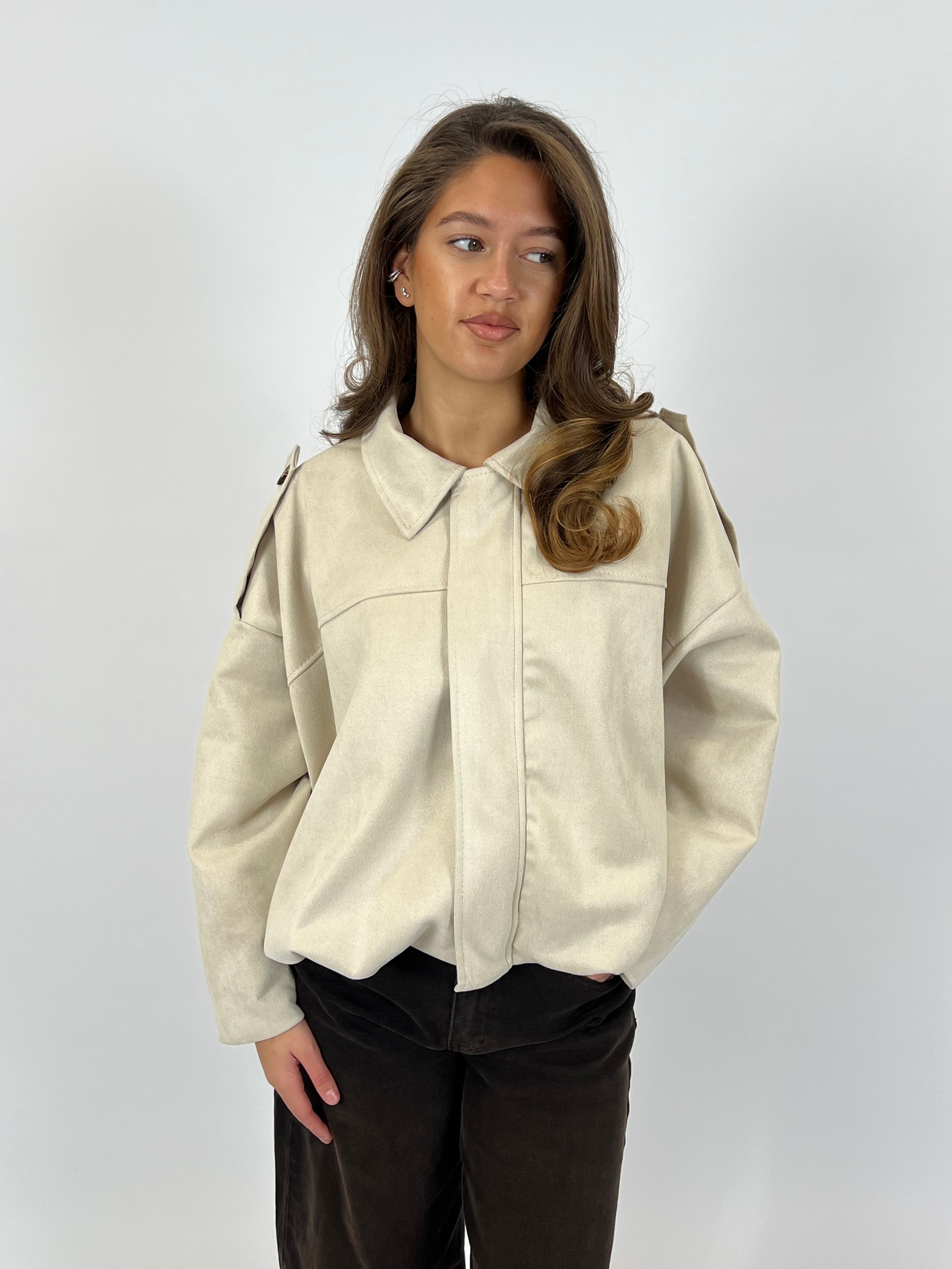 SUEDE BOMBER BEIGE