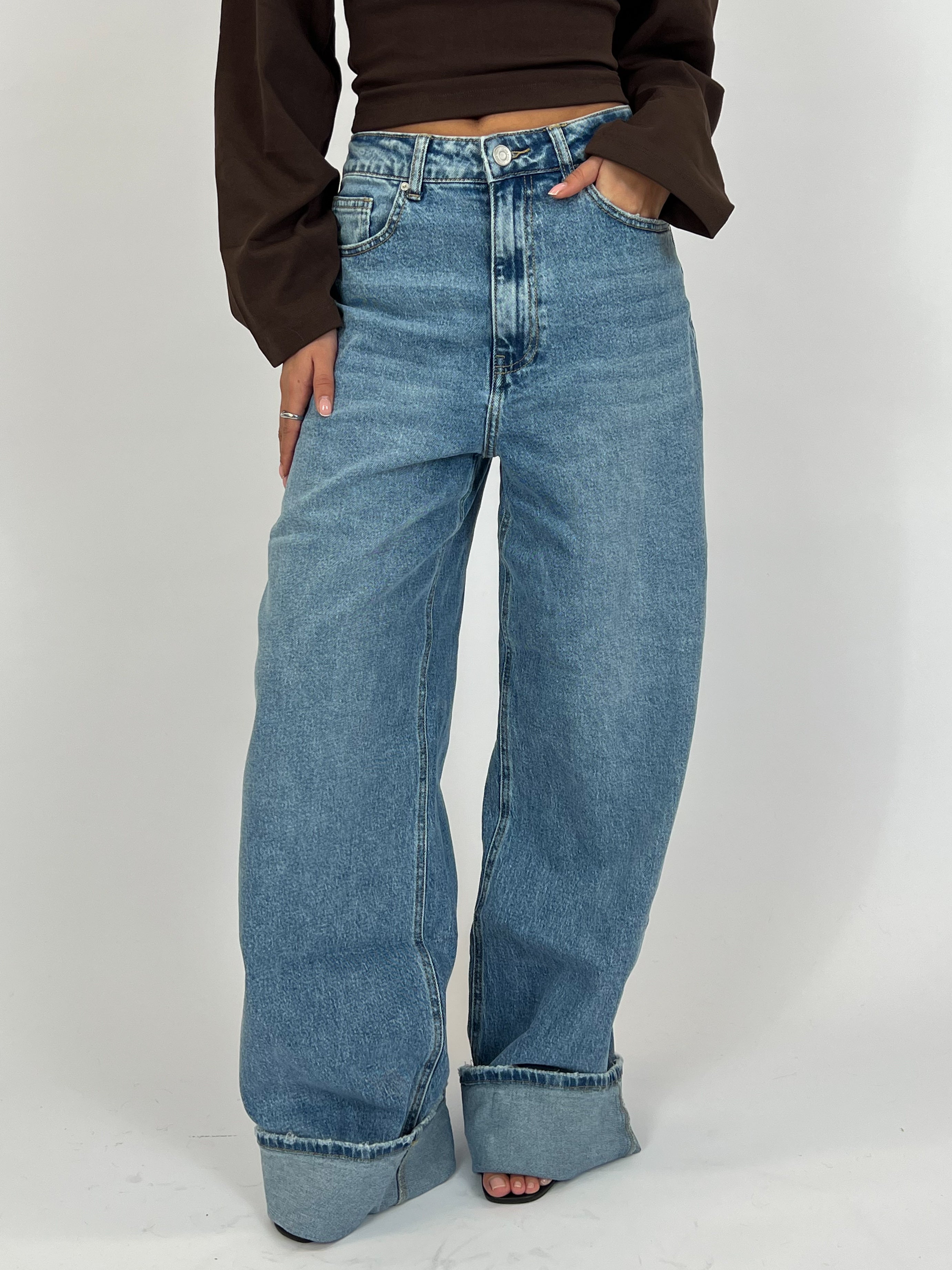 Women’s Baggy Extra Tall Stretch Wide Leg Denim Pants – Effortless Comfort with a Trendy Fit