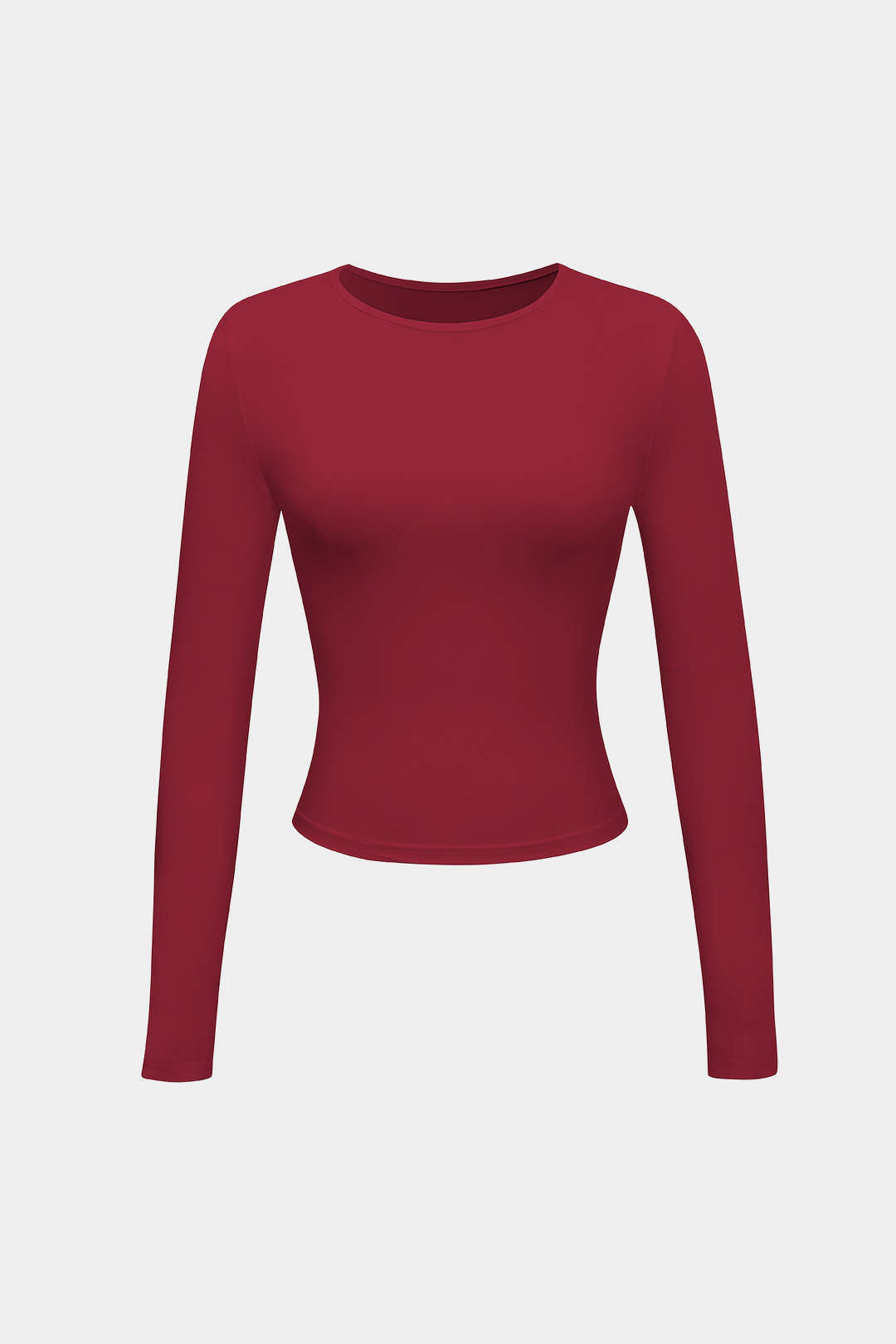 Basic solid round neck long sleeve top