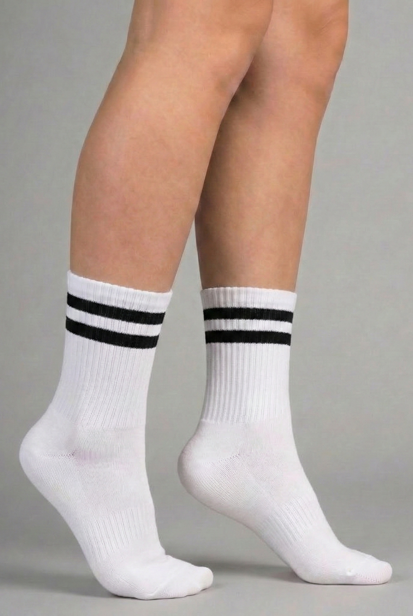 Premium Cotton Stripe Mid-Calf Grip Socks