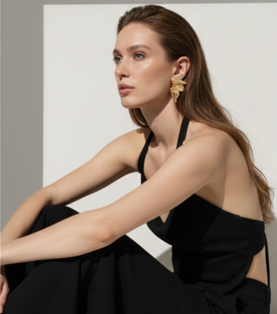 Alloy Irregular Pleated Earrings
