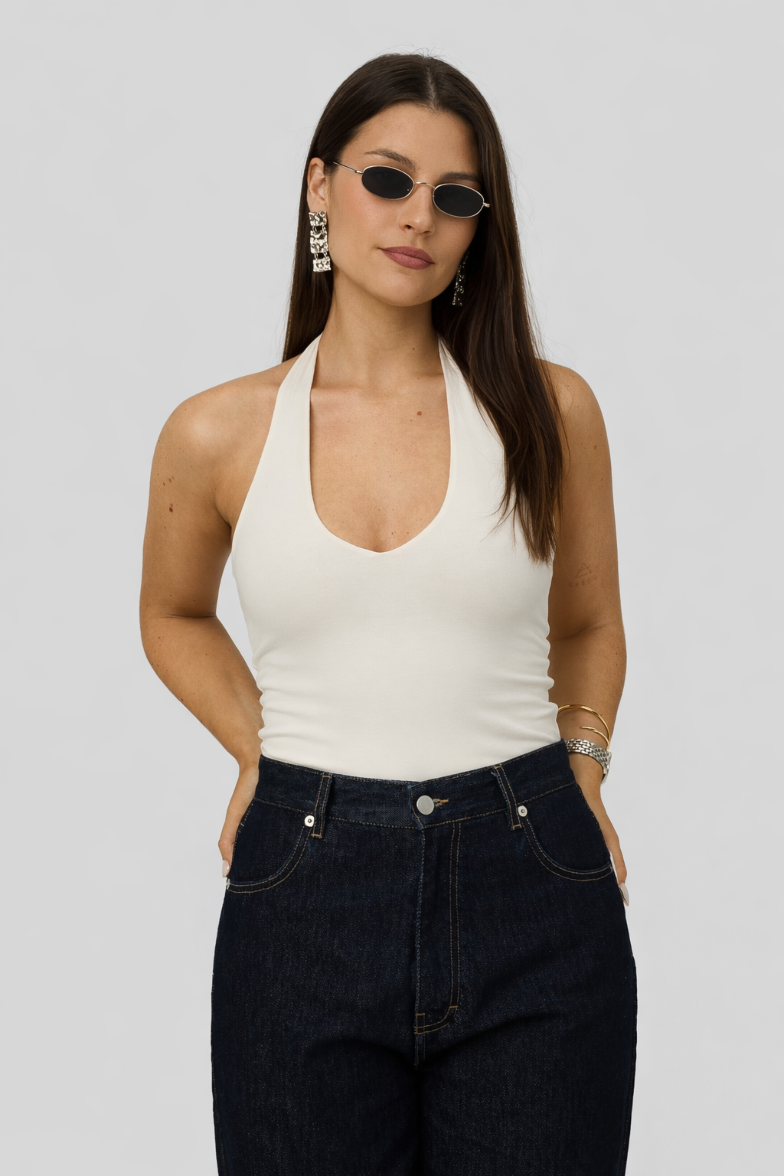 Cleo Plunge Halter Bodysuit