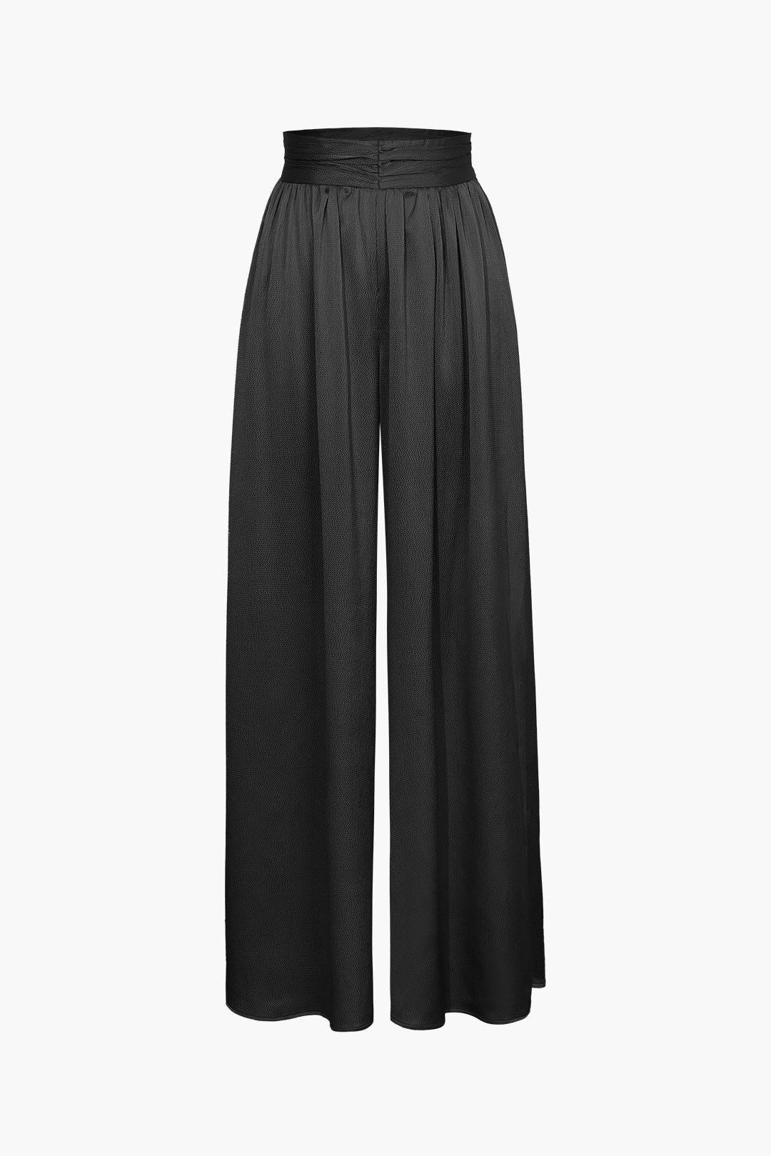 Basic heavy satin trousers with high waist and wide legs