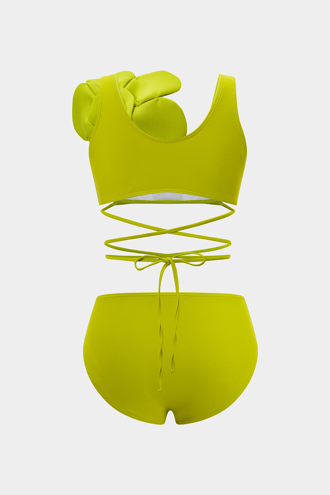 3D floral strappy two-piece bikini set