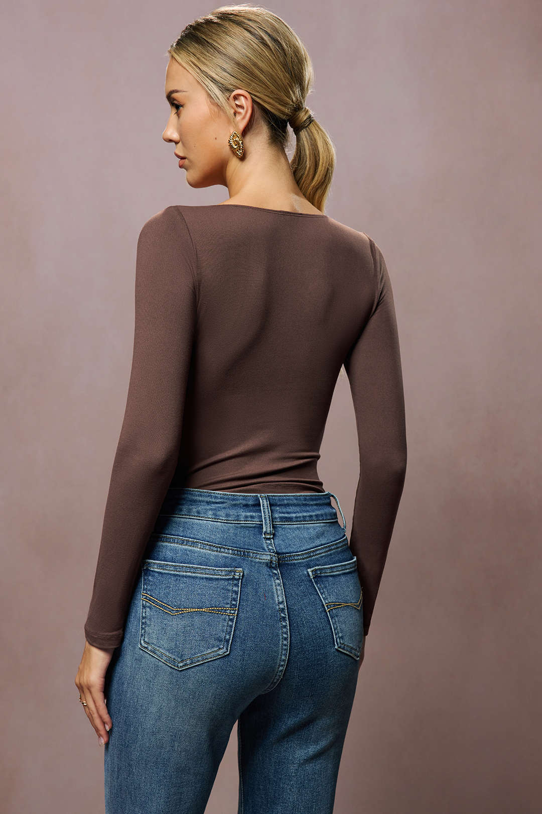 Basic Solid Long-Sleeve Top