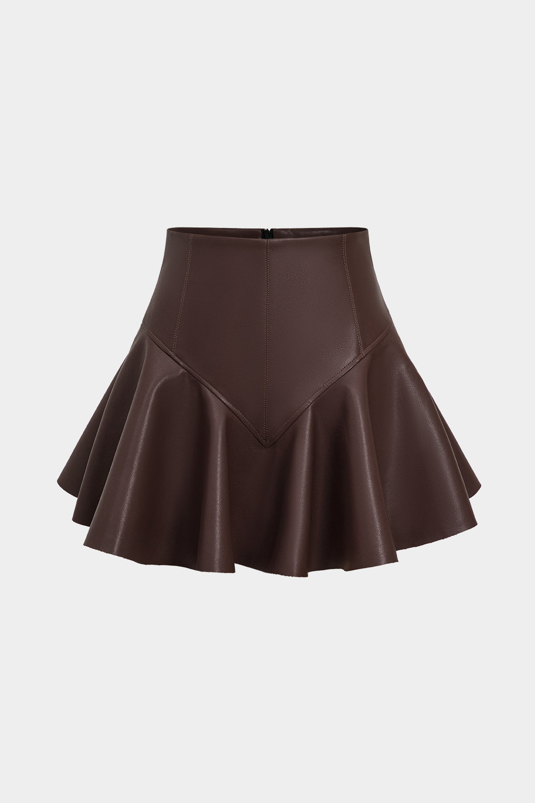 Basic faux leather pleated mini skirt