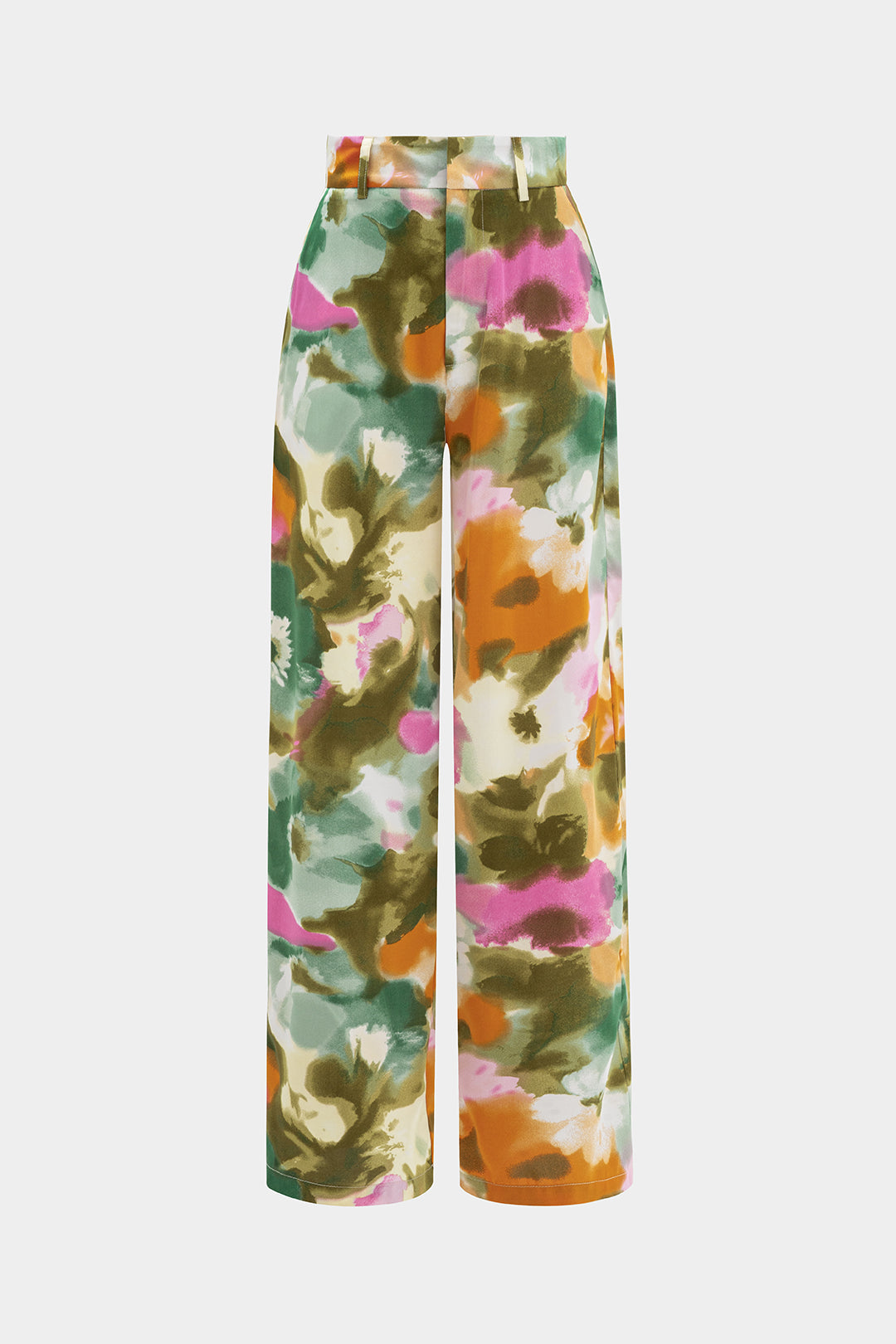 Abstract print Satin High Waist Wide Leg pants