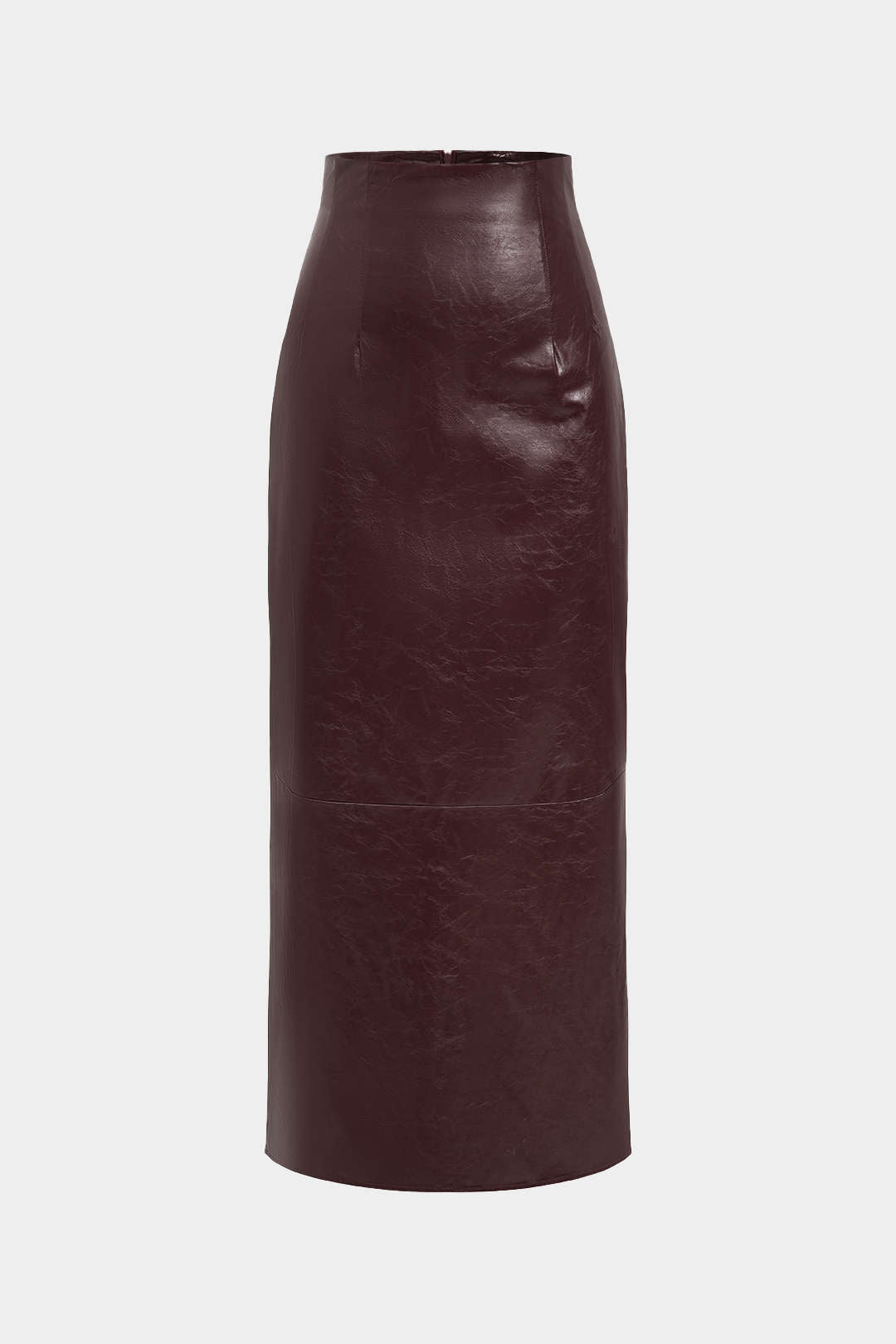 Basic solid faux leather midi skirt