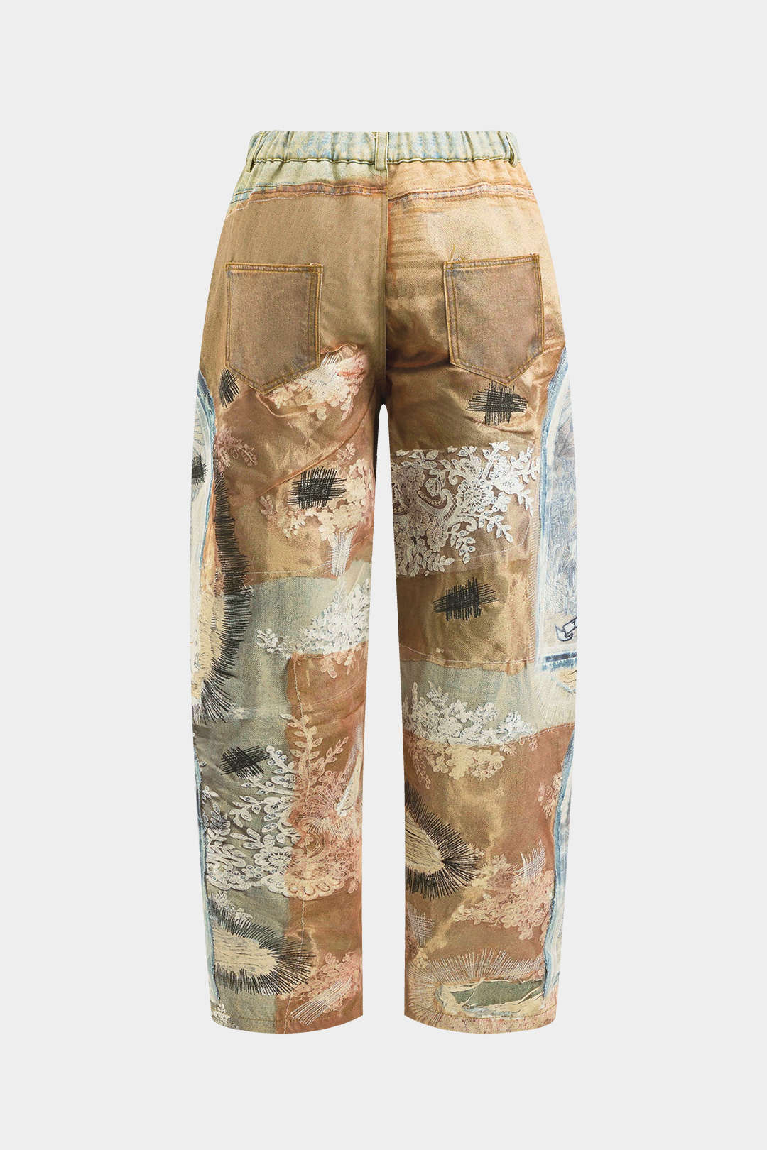 Abstract print button pants pants