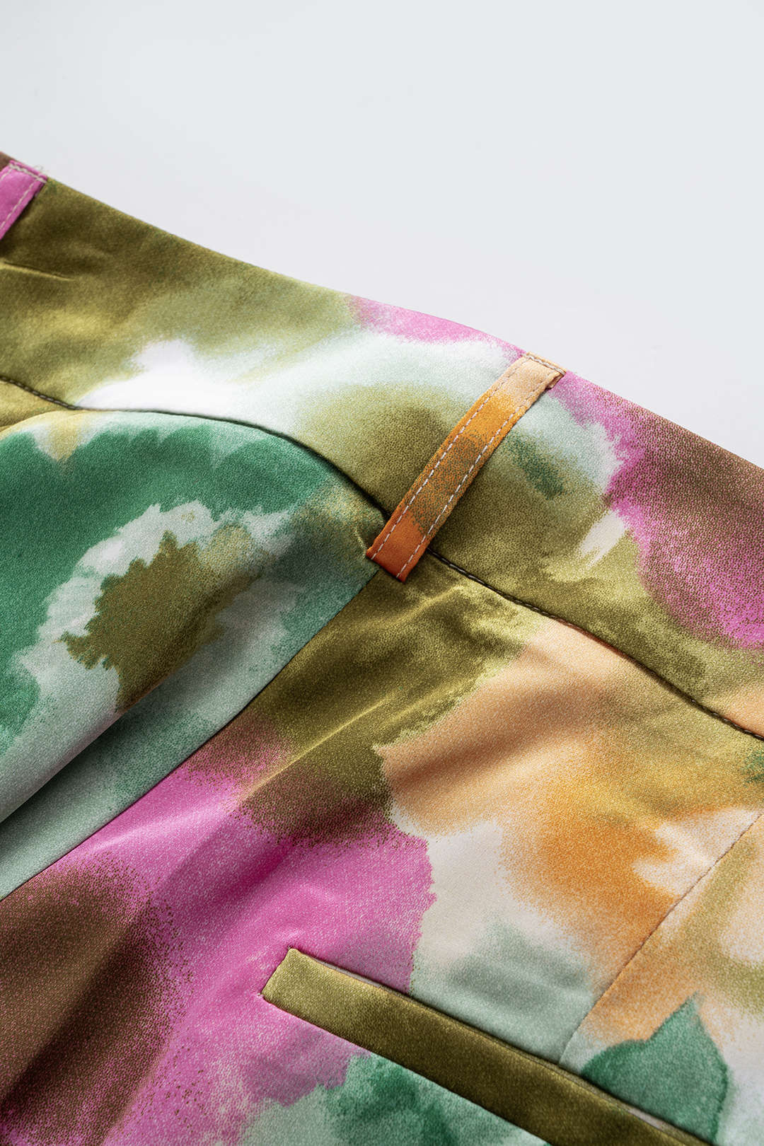 Abstract print Satin High Waist Wide Leg pants