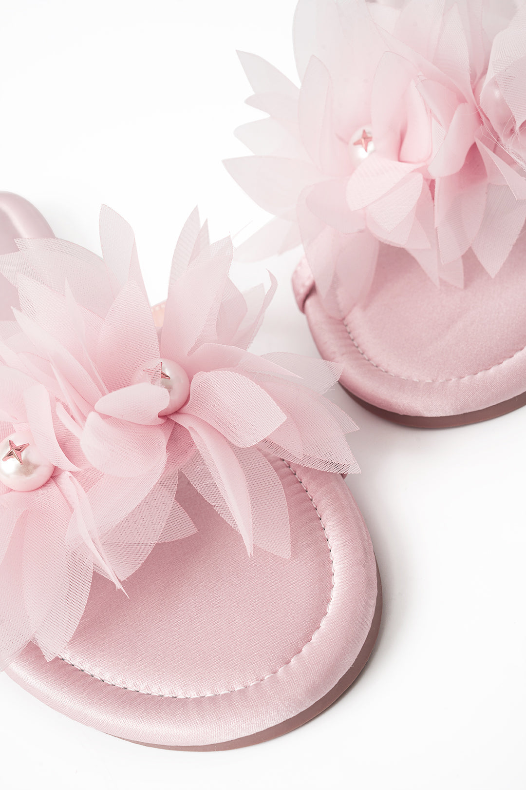 3D flower pearl decor flat sandals