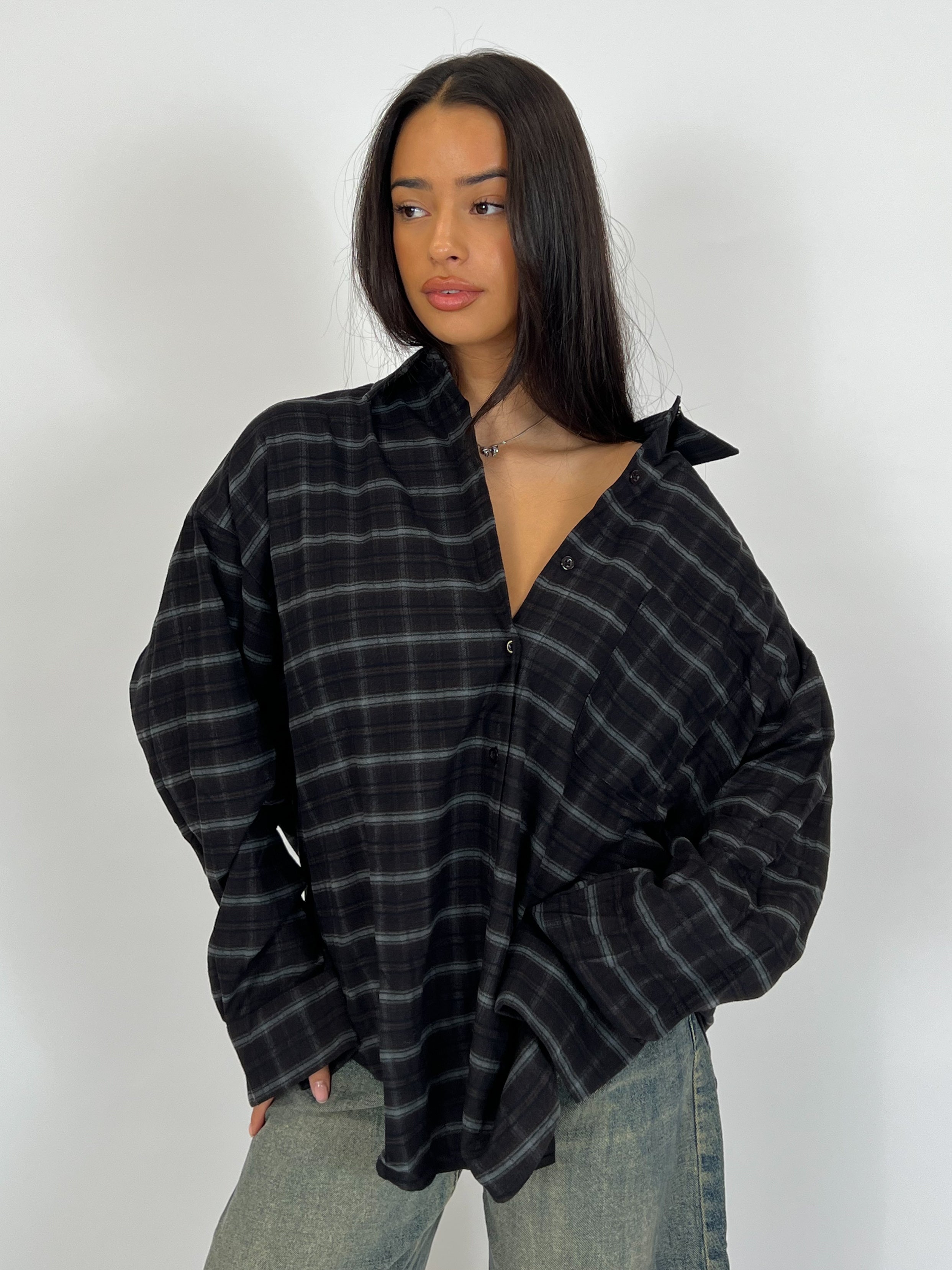 Soft Check Shirt Black