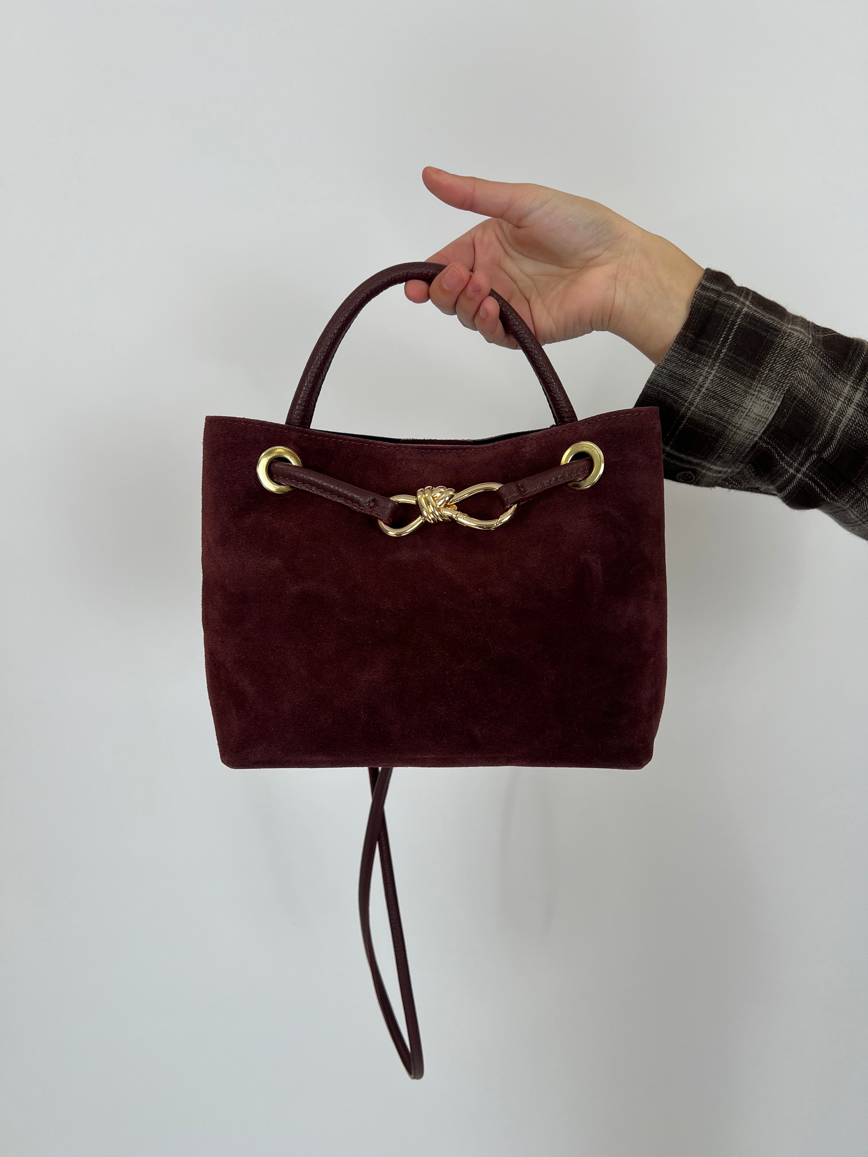 ADRIANA REAL SUEDE BAG BORDEAUX