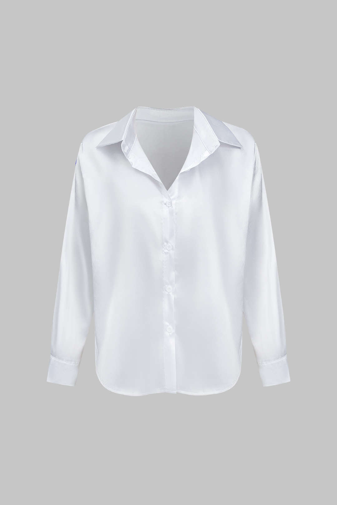 Basic solid satin shirt with long sleeves