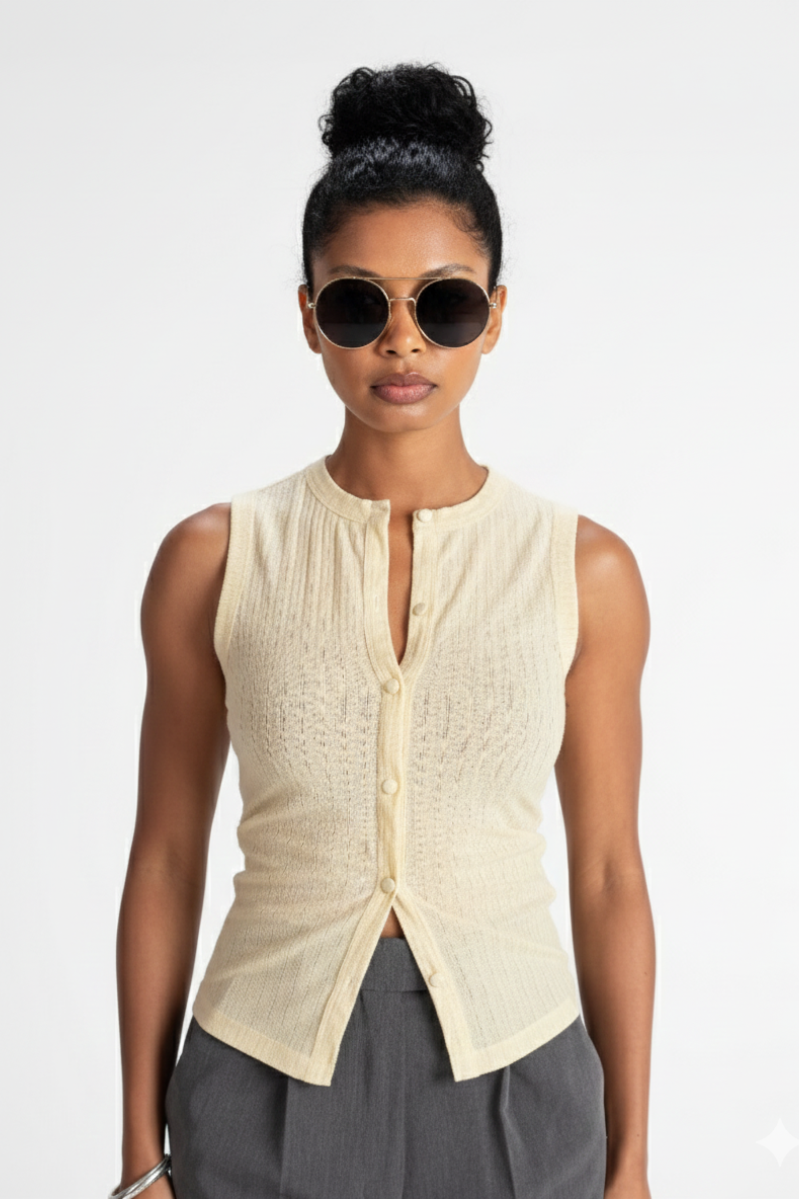 Chiara Fitted Ribbed Top - Baby Pink