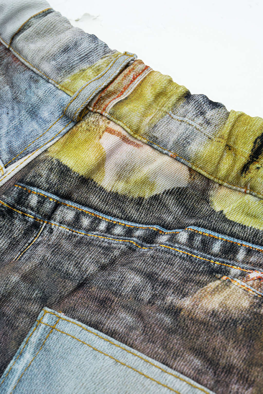 Abstract print button Wide leg pants