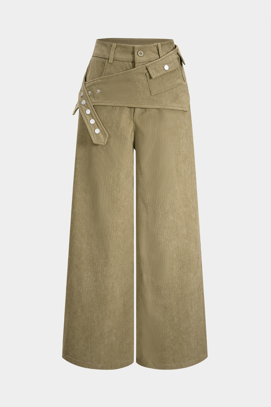Asymmetrical Button Belted Pants