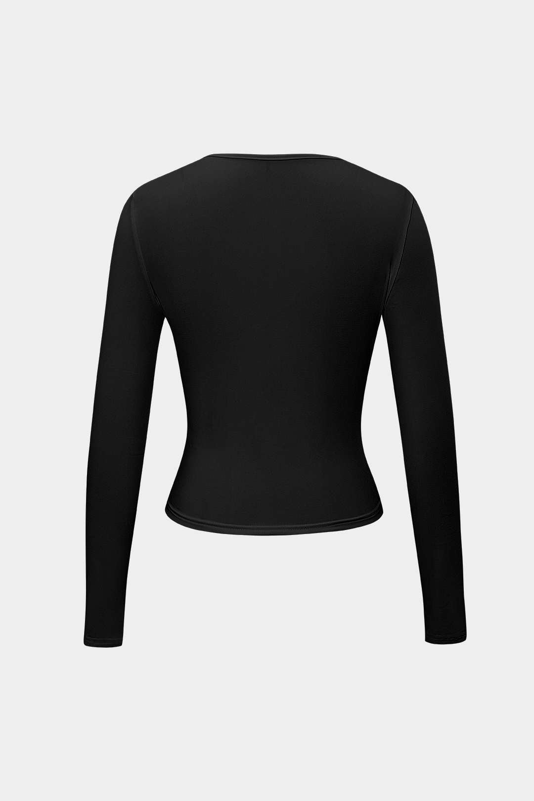 Basic solid round neck long sleeve top