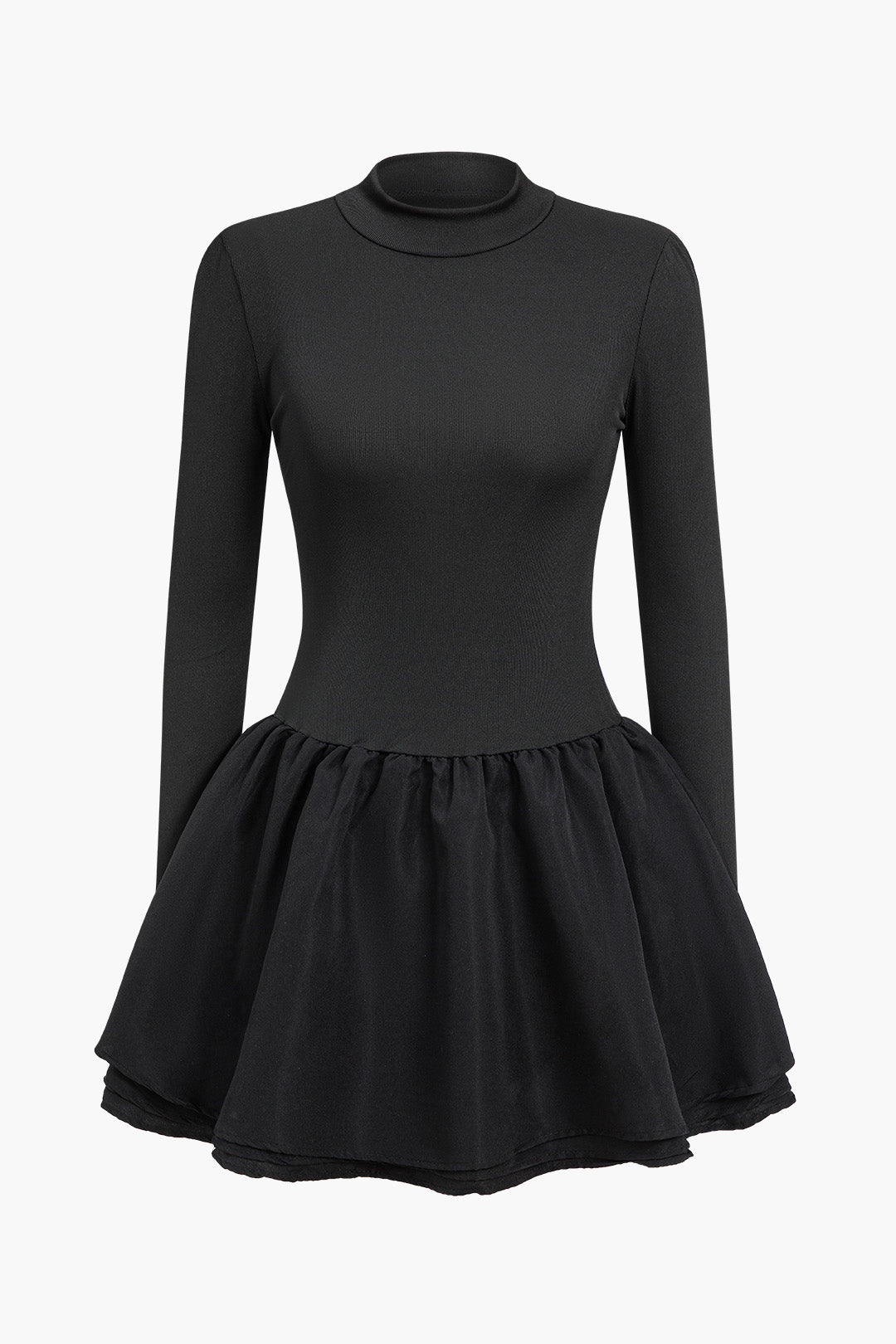 Basic Puff Mini Dress with Long Sleeves