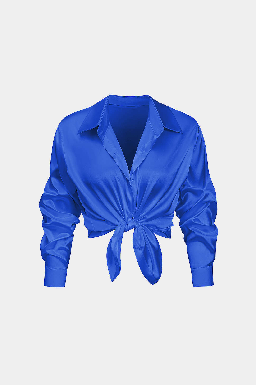 Basic solid satin shirt with long sleeves