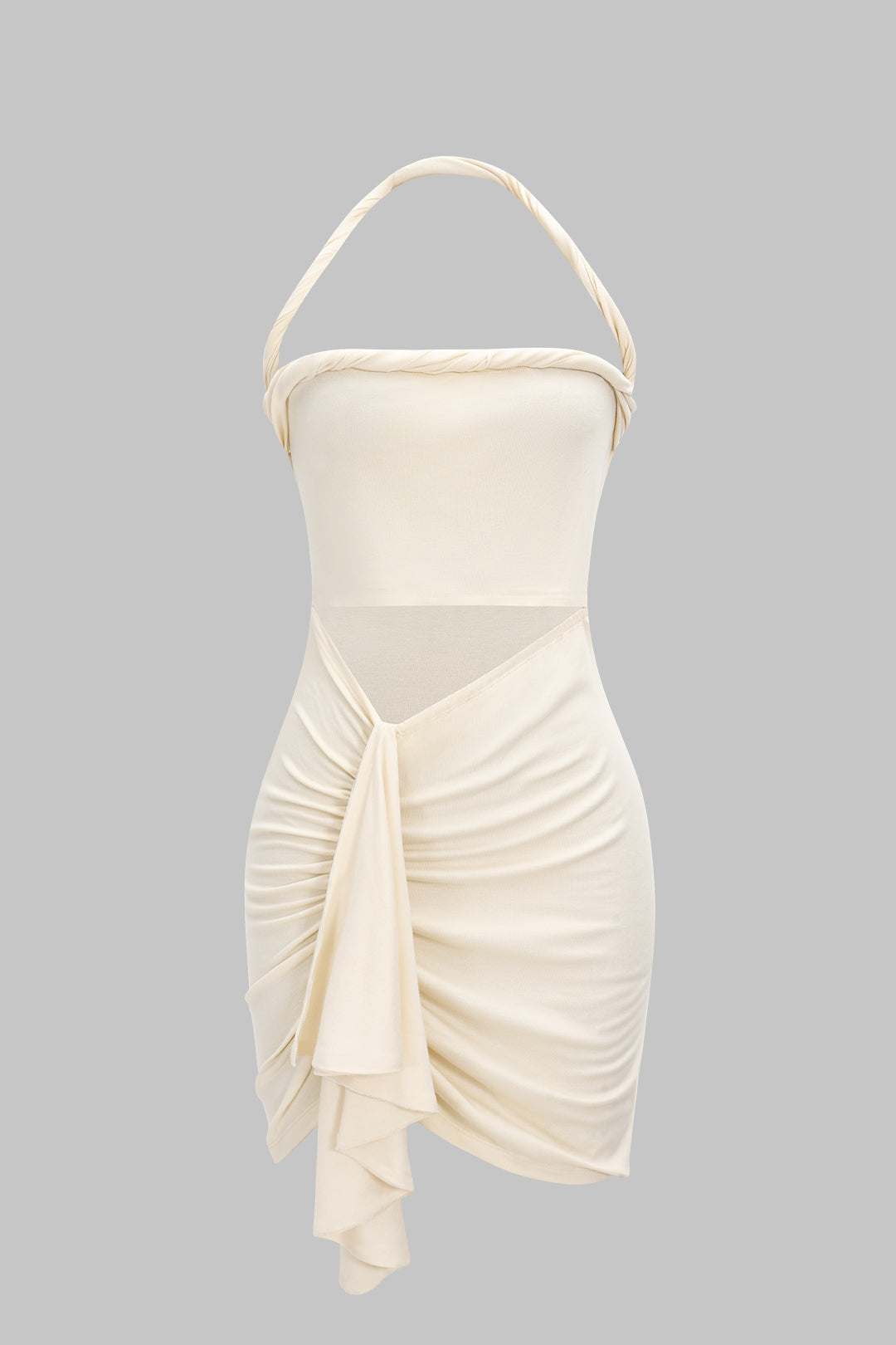 Asymmetric twist knot sleeveless midi dress