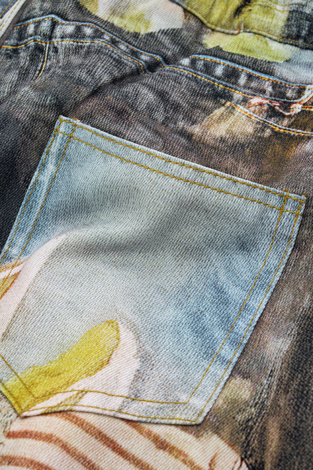 Abstract print button Wide leg pants