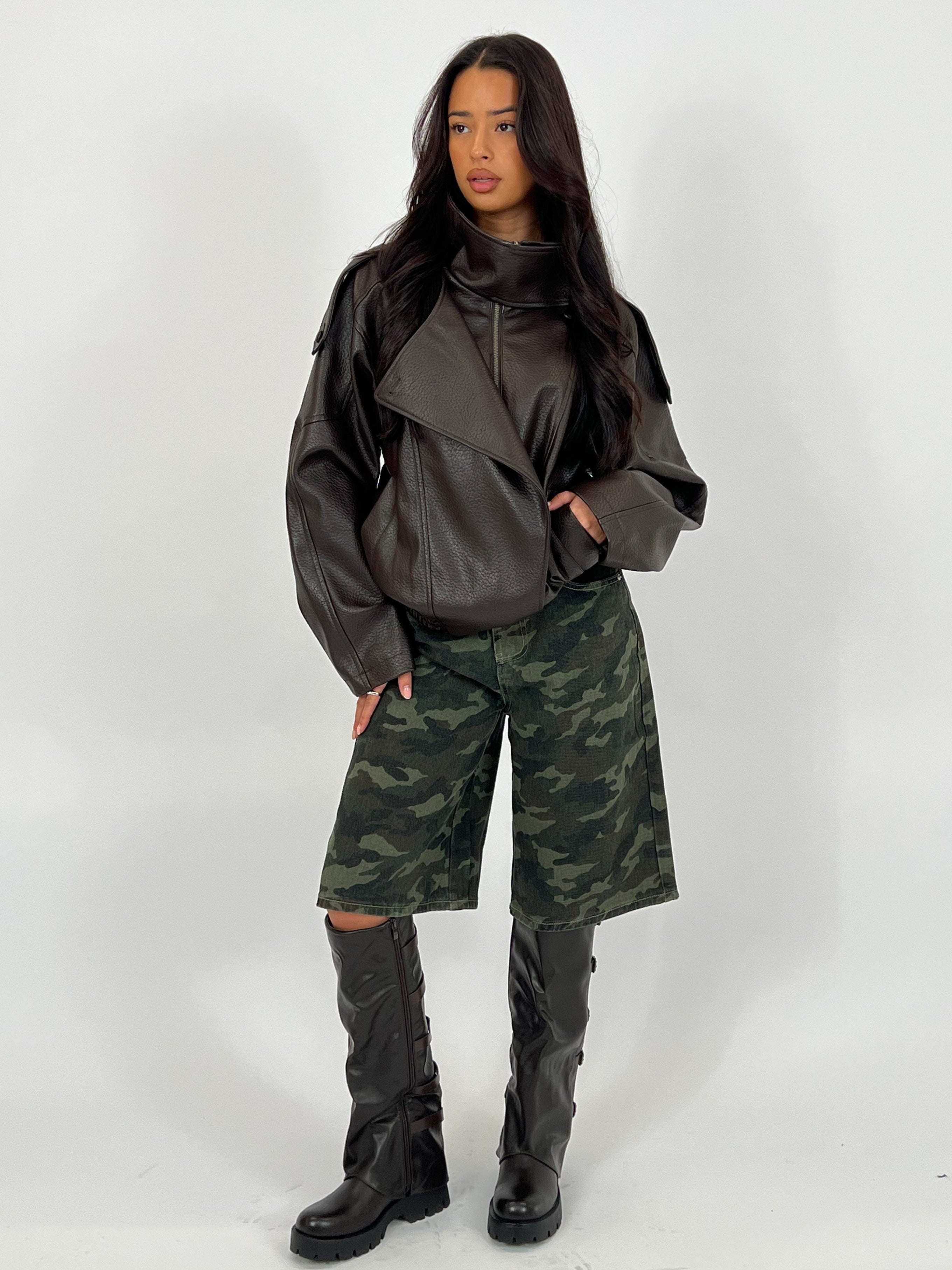 LAURENT CHOCO LEATHER JACKET PRE-ORDER