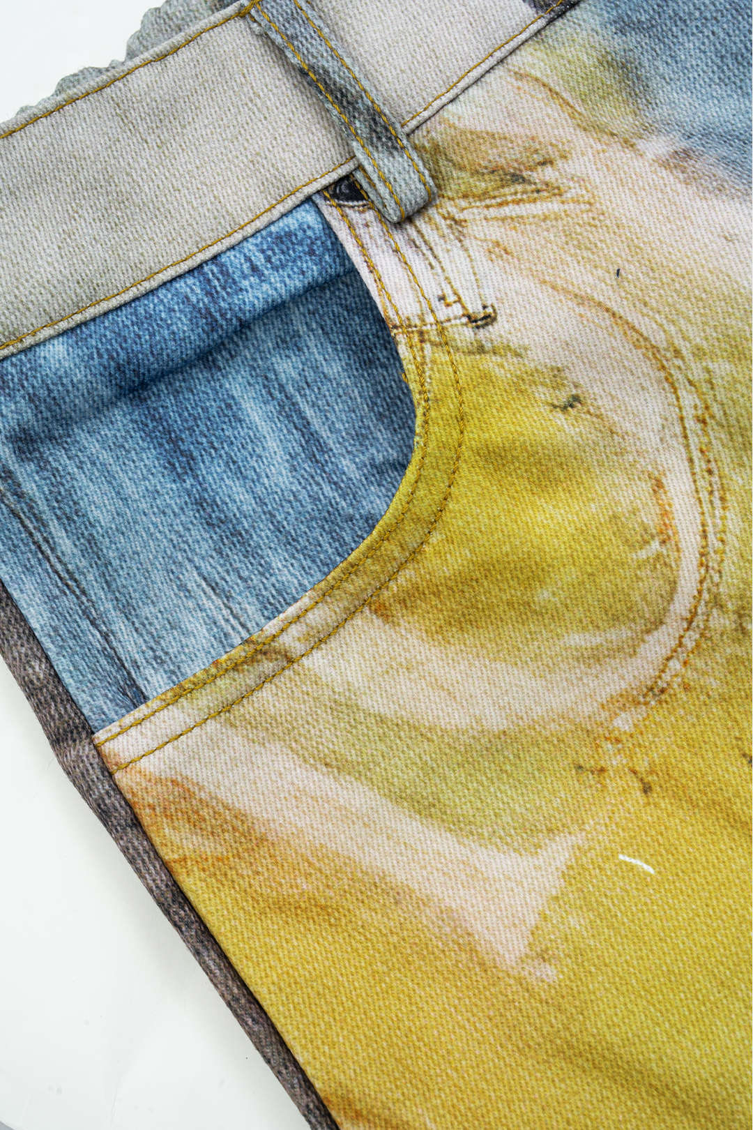 Abstract print button Wide leg pants