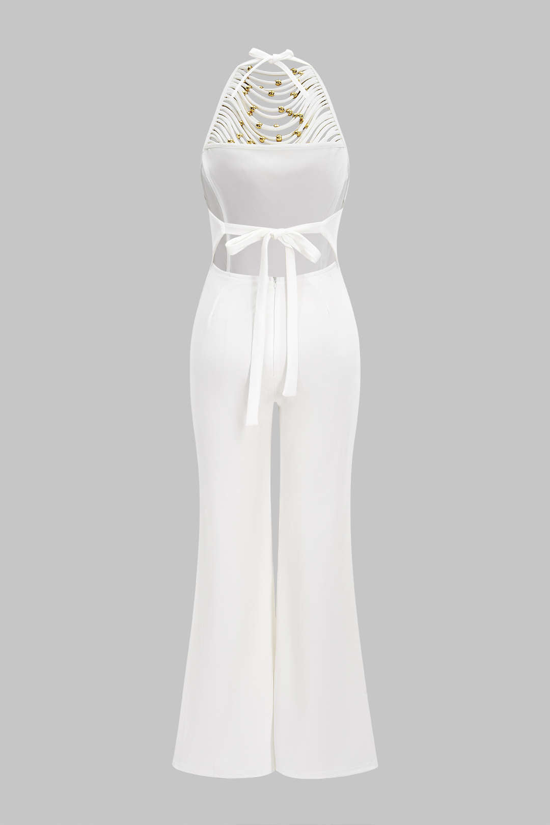 Beaded sleeveless jumpsuit