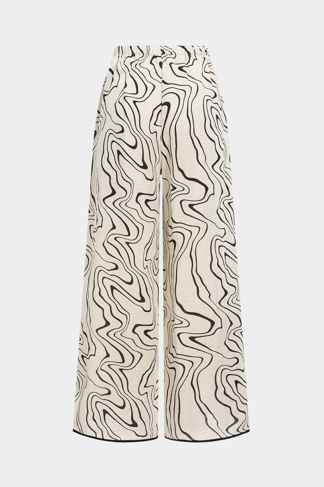 Abstract Print Linen Pocket Trousers