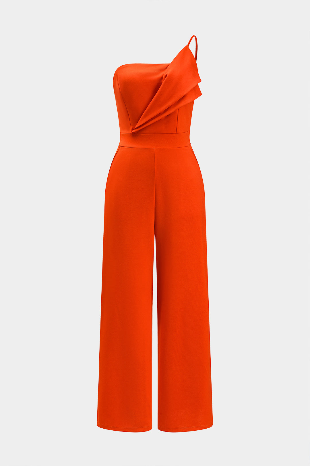 Pleated backless pocket slip jumpsuit