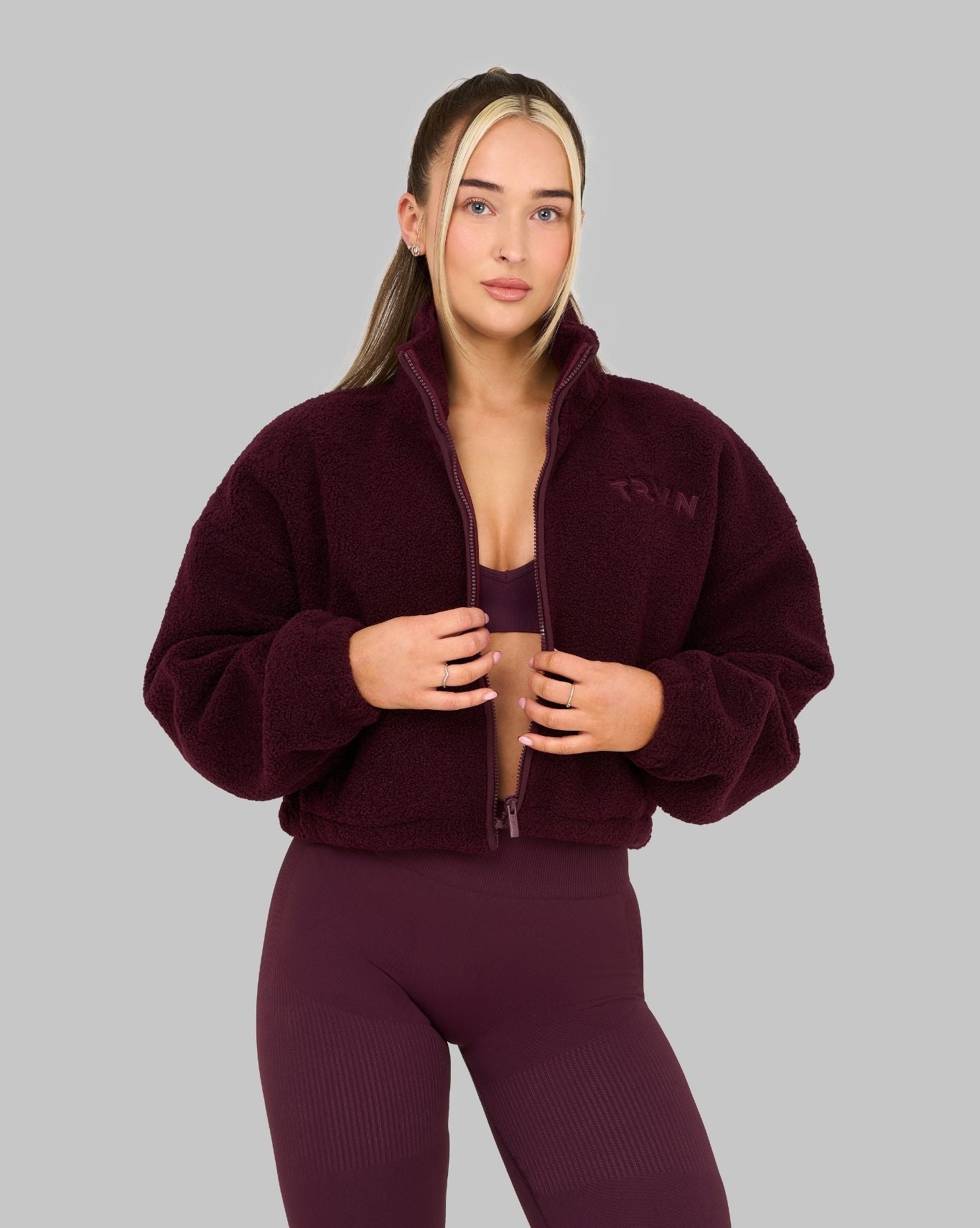 Essential Teddy Fleece Jacket | Winter Plum