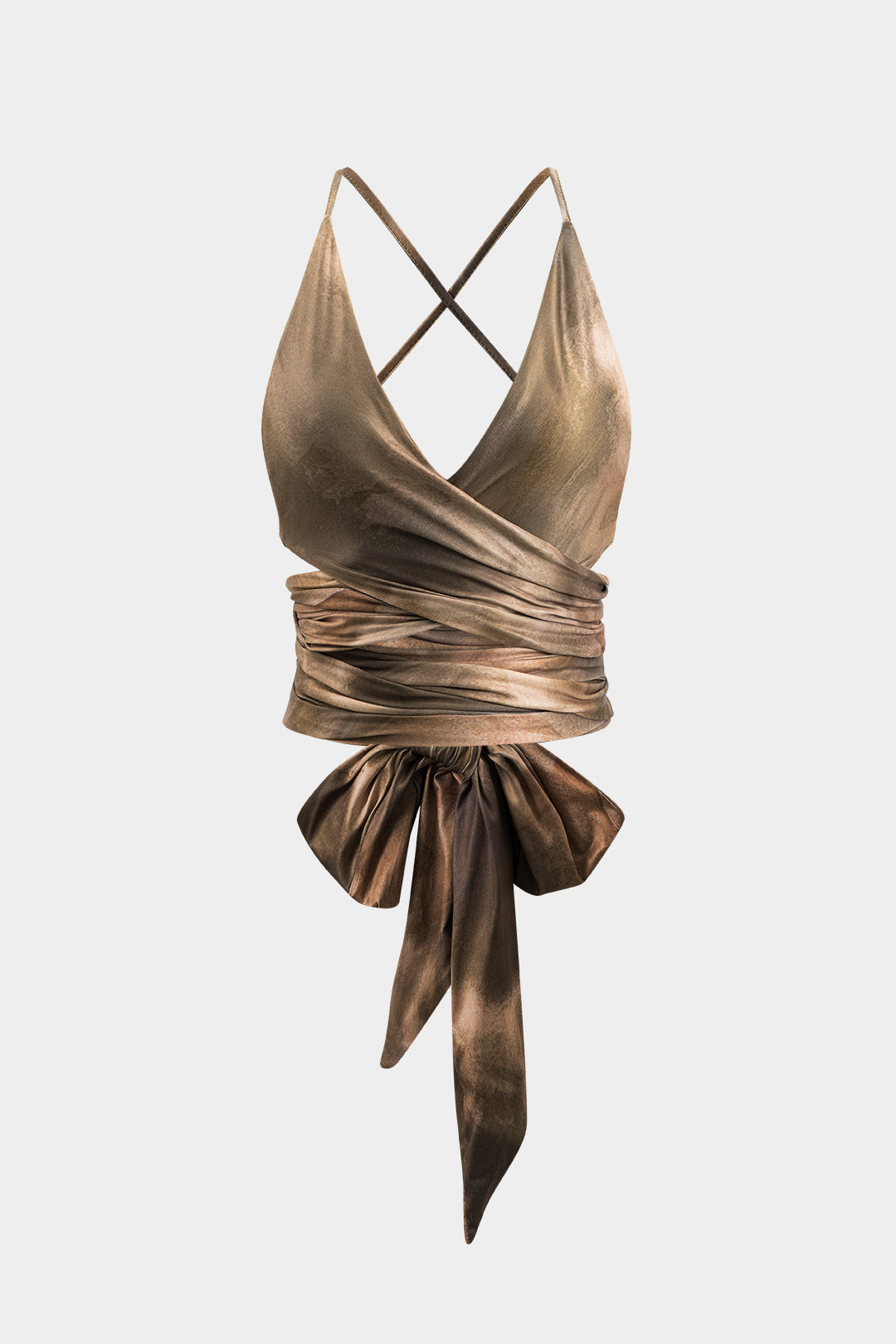 Abstract Print Backless Strappy Tie Back Cami Top