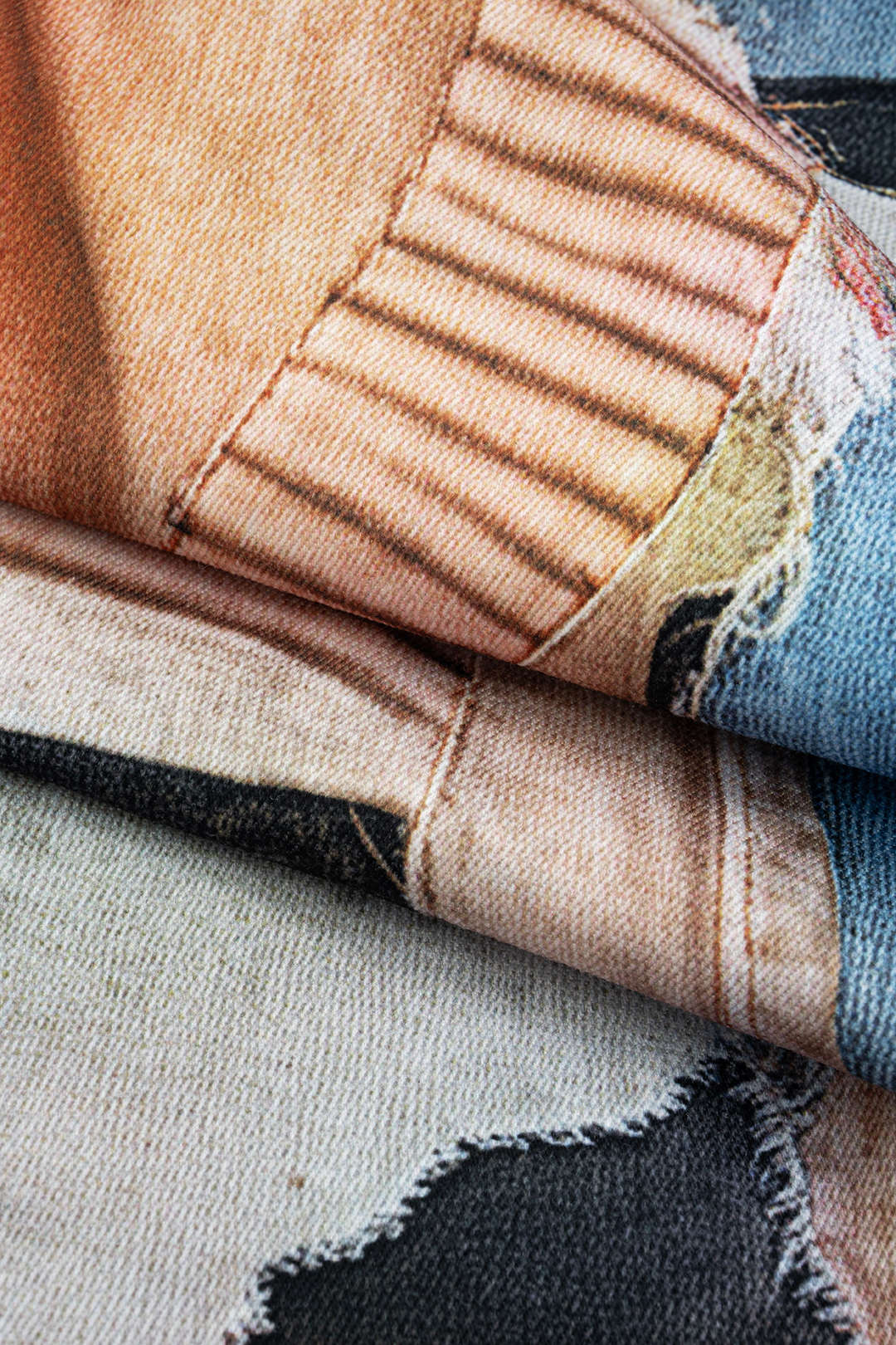 Abstract print button Wide leg pants