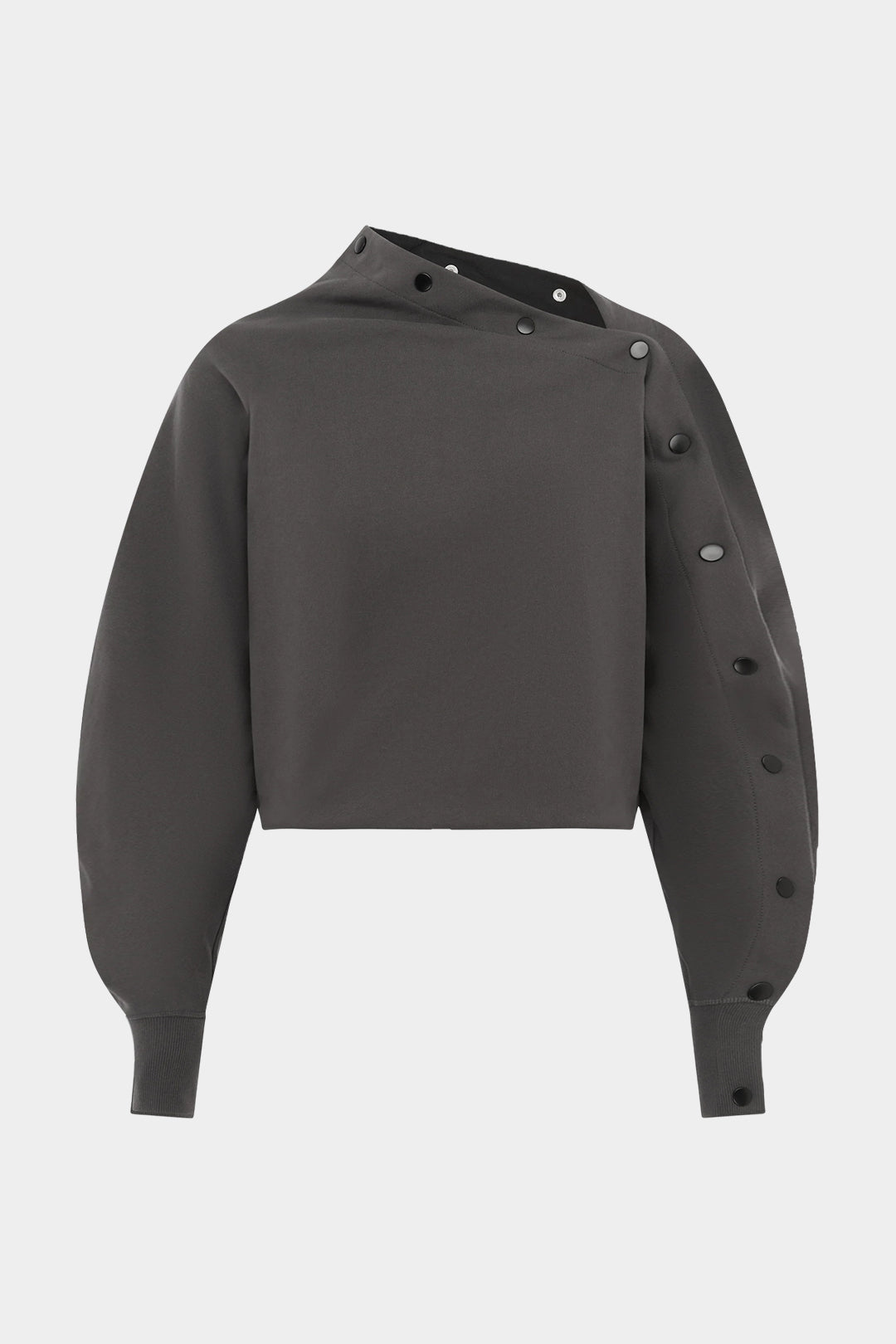 Asymmetrical Neck Button Sweatshirt