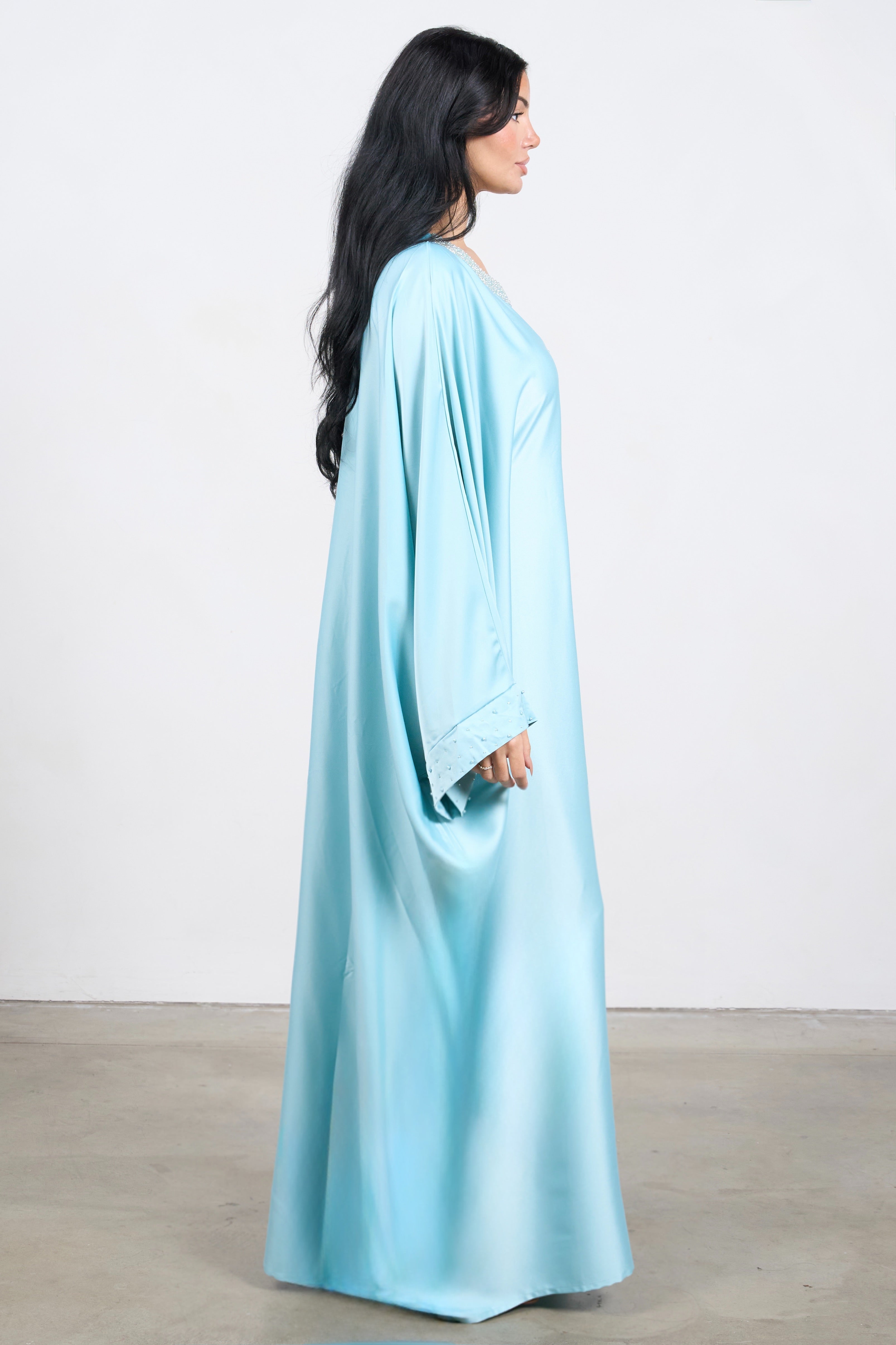 Abaya with inner belt - Blue