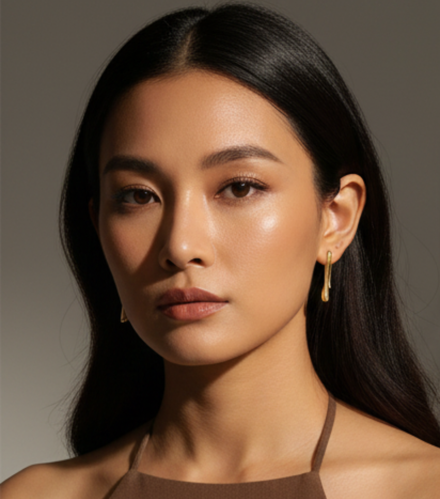 Asymmetrical Droplet Earrings – Minimalist Geometric Line Earrings MODEL