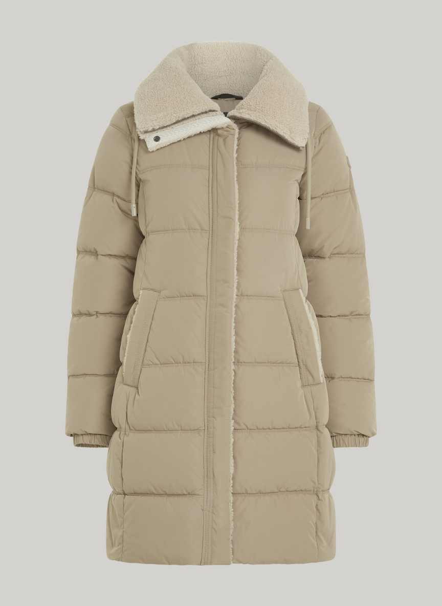 Ayla Memory Twill Long Puffer Jacket – Warm & Stylish Winter Essential | WHITE