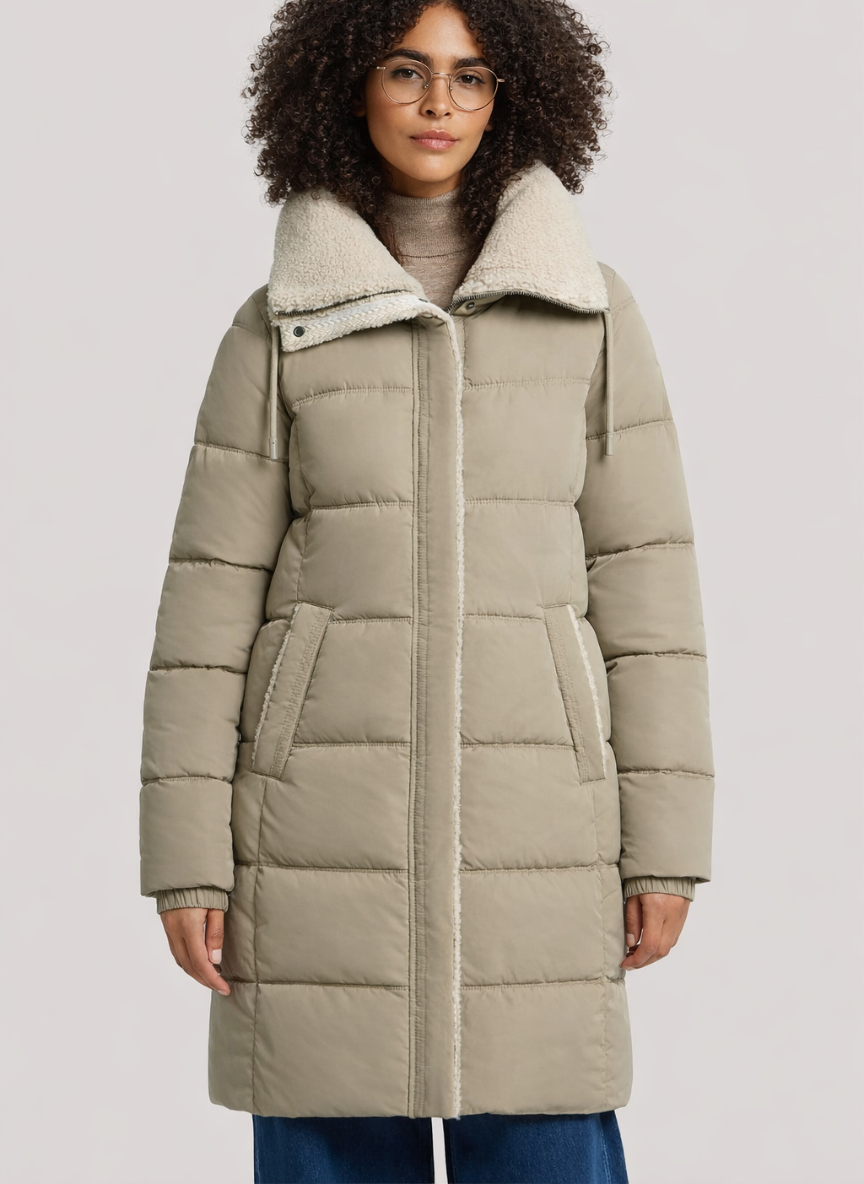 Ayla Memory Twill Long Puffer Jacket – Warm & Stylish Winter Essential | WHITE 1