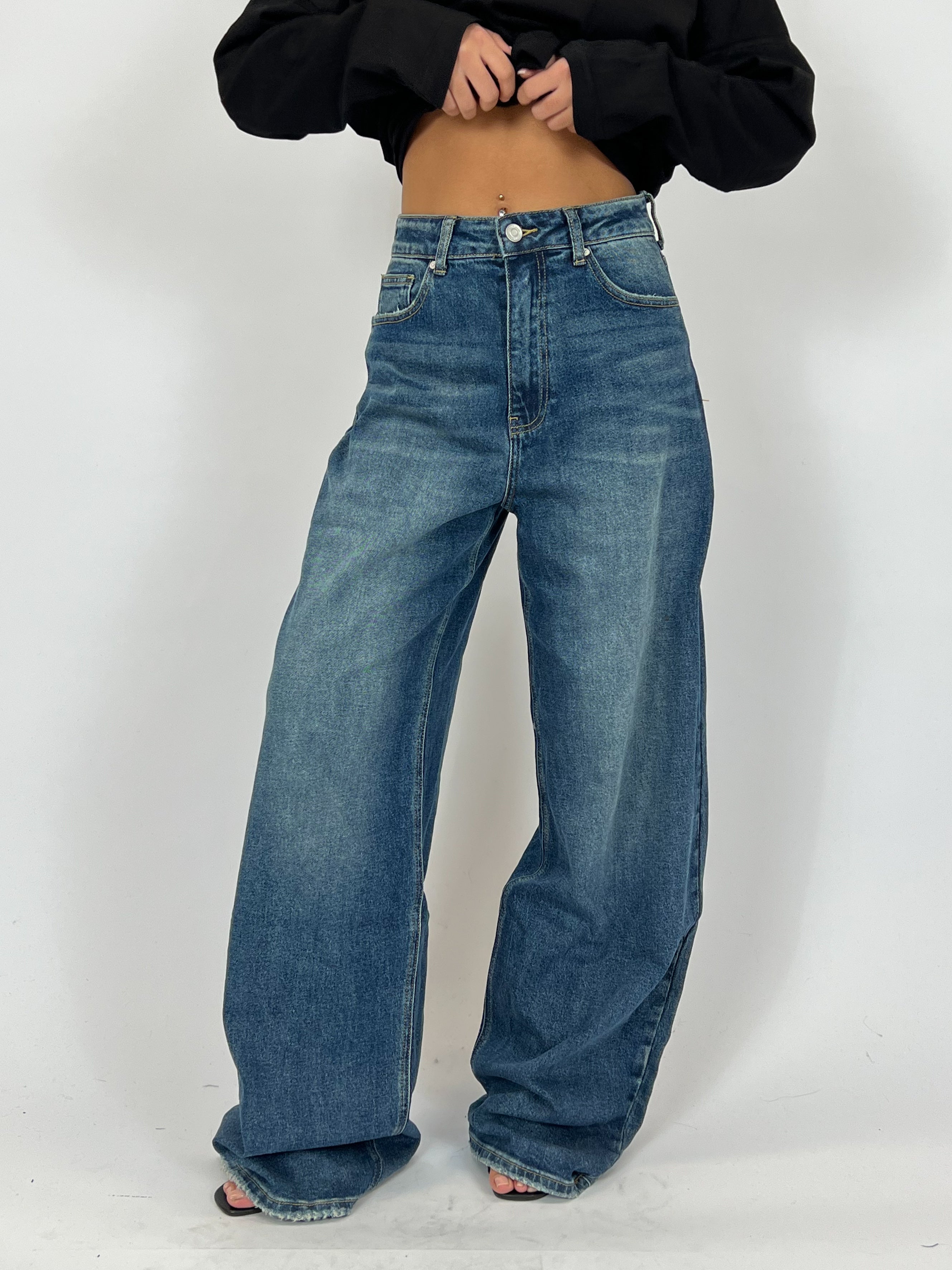 Women’s Baggy Extra Tall Stretch Wide Leg Denim Pants – Effortless Comfort with a Trendy Fit