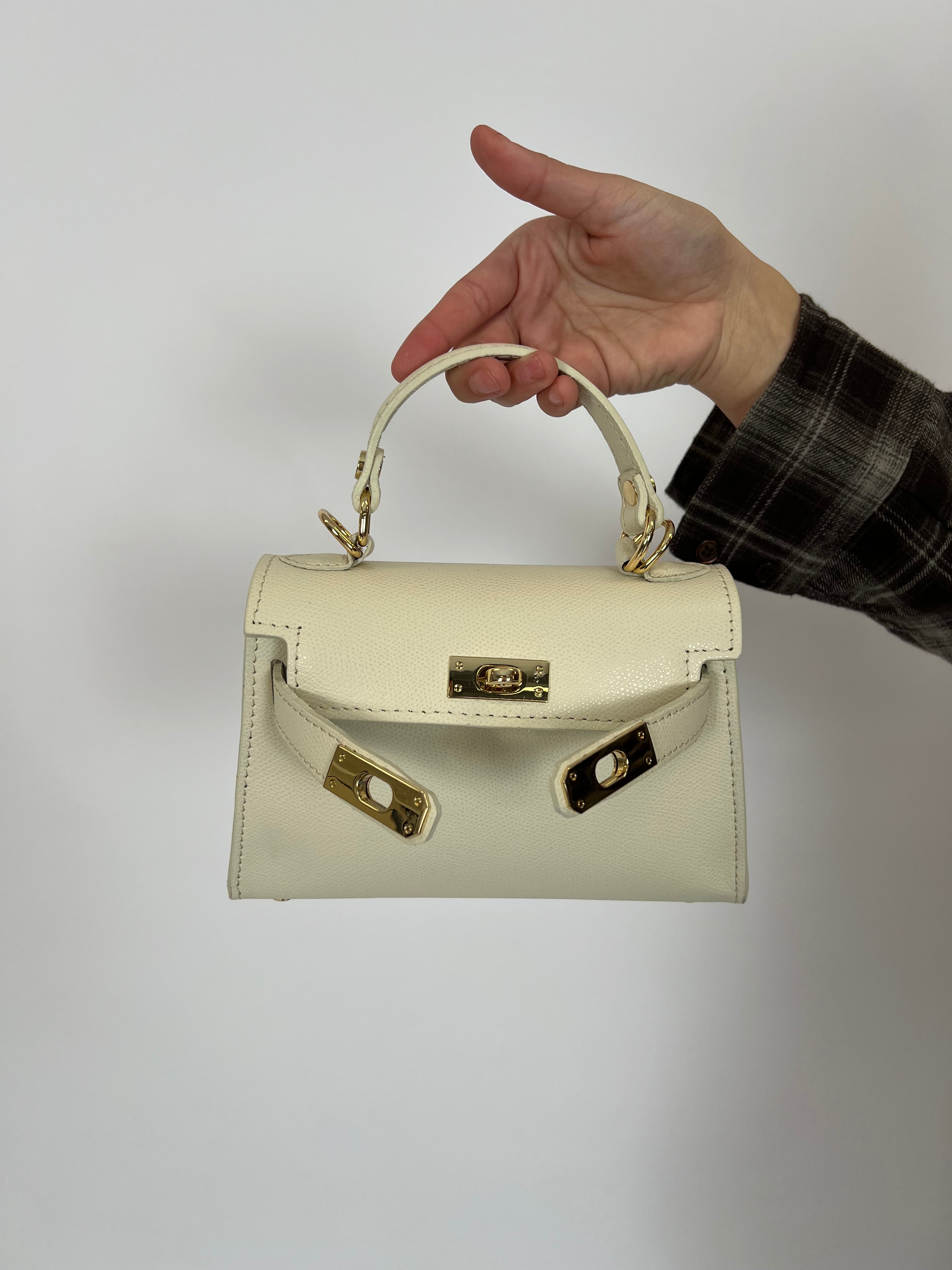 Hermy Bag Leather Off White