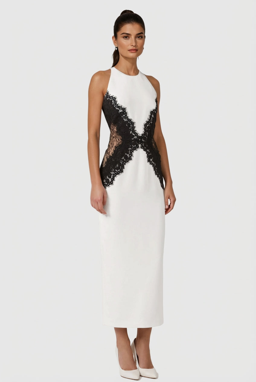 Barret Butterfly Lace Split Midi Dress