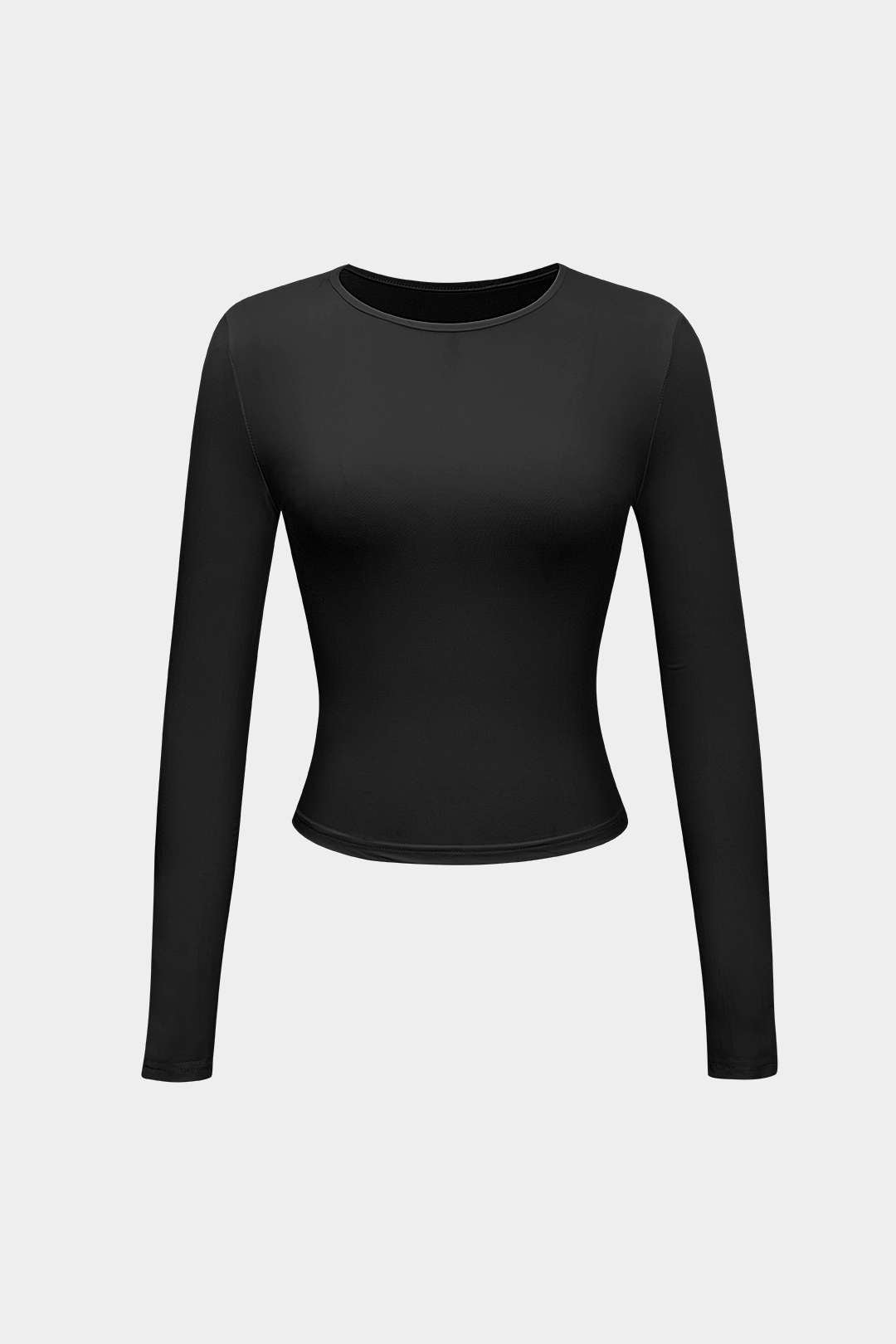 Basic solid round neck long sleeve top
