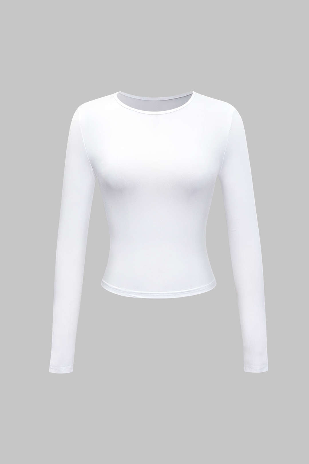 Basic solid round neck long sleeve top