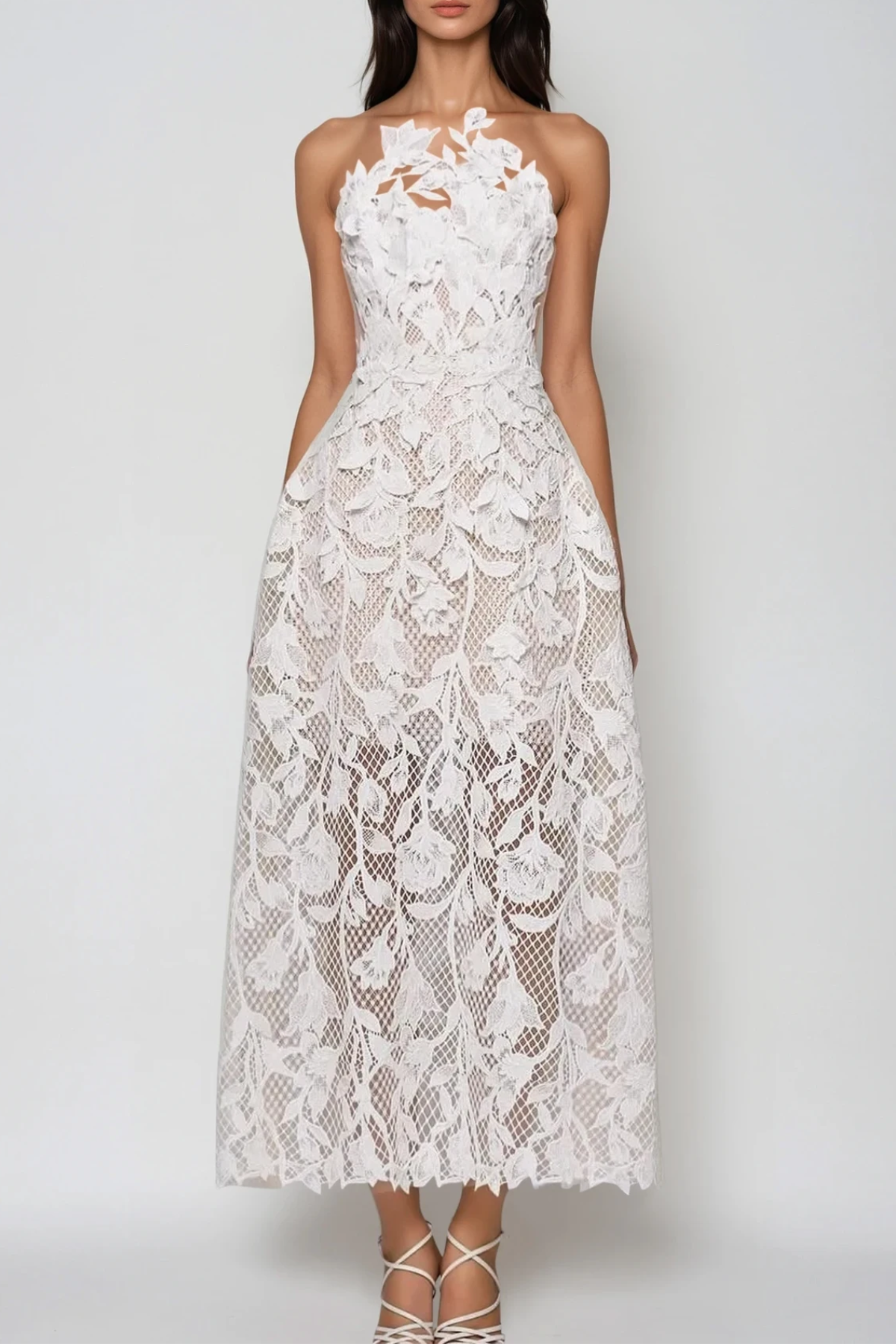 Bodie Lace Floral Maxi Dress