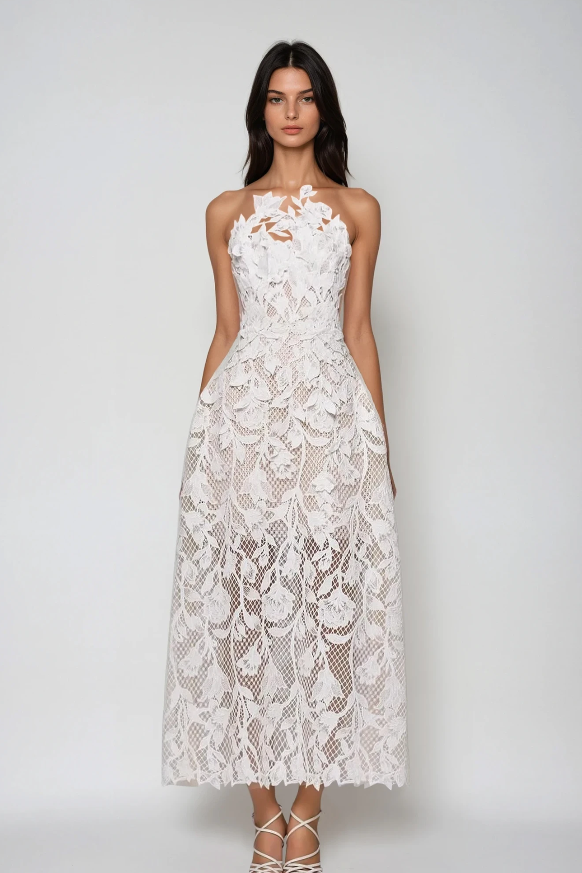 Bodie Lace Floral Maxi Dress
