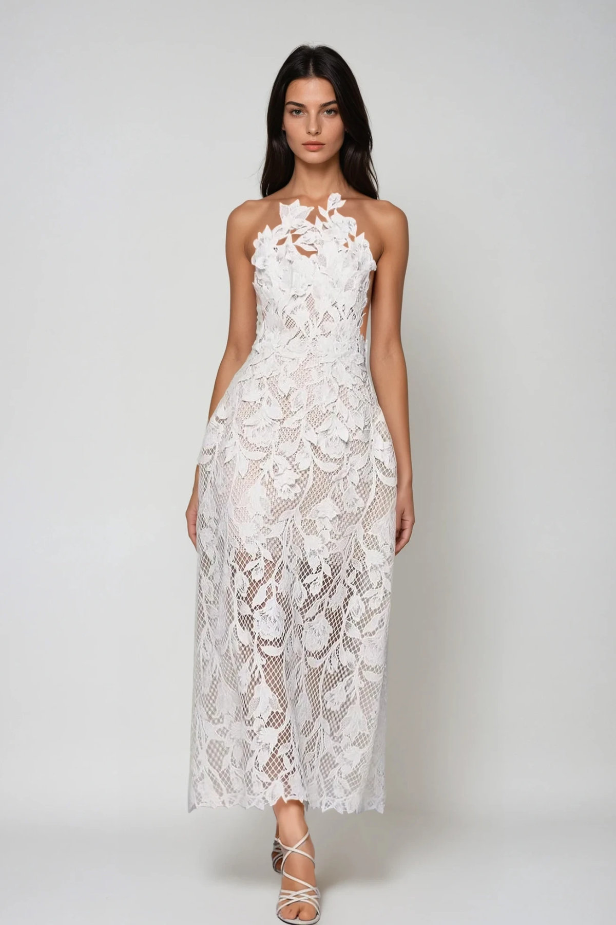 Bodie Lace Floral Maxi Dress